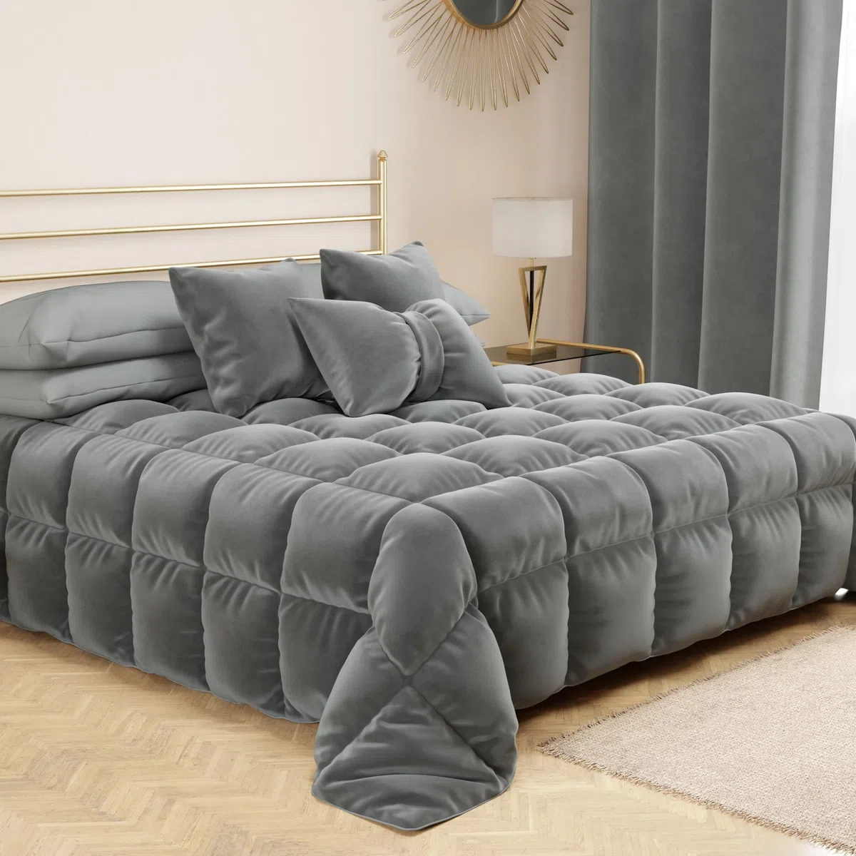 PETTI Artigiani Italiani - Cuscini Arredo in Velluto, Cuscino per Camera da Letto, Divano Salotto, Federa Cuscino, Grigio Scuro 2 Pezzi - 80x40 cm