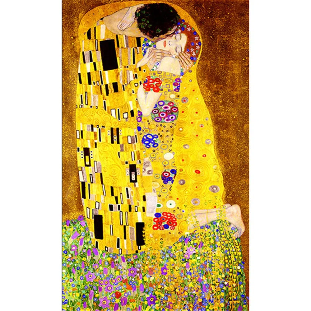 Jayogo Diamond Painting 5D, Diamond Painting Kit Completo Il bacio di Gustav Klimt, di Strass Ricamo Artigianato per Adulti, per cameretta da letto del soggiorno 40x80cm