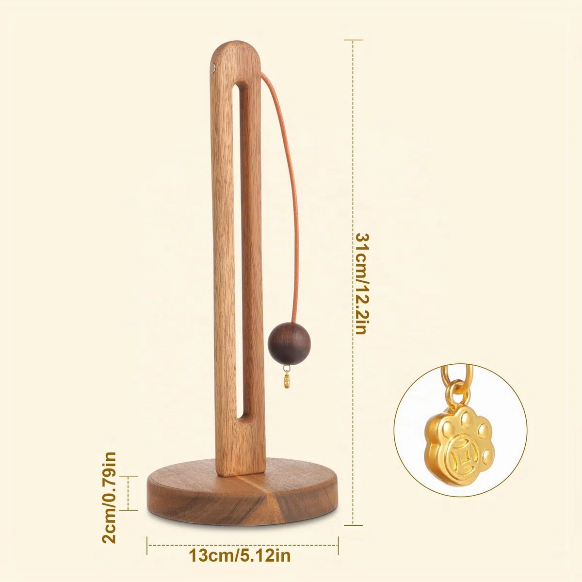 Porta rotolo da cucina in legno di acacia-Design con ganci e antiscivolo-Perfetto per porta rotolo cucina e porta scottex-Compatibile con rotoli standard e grandi