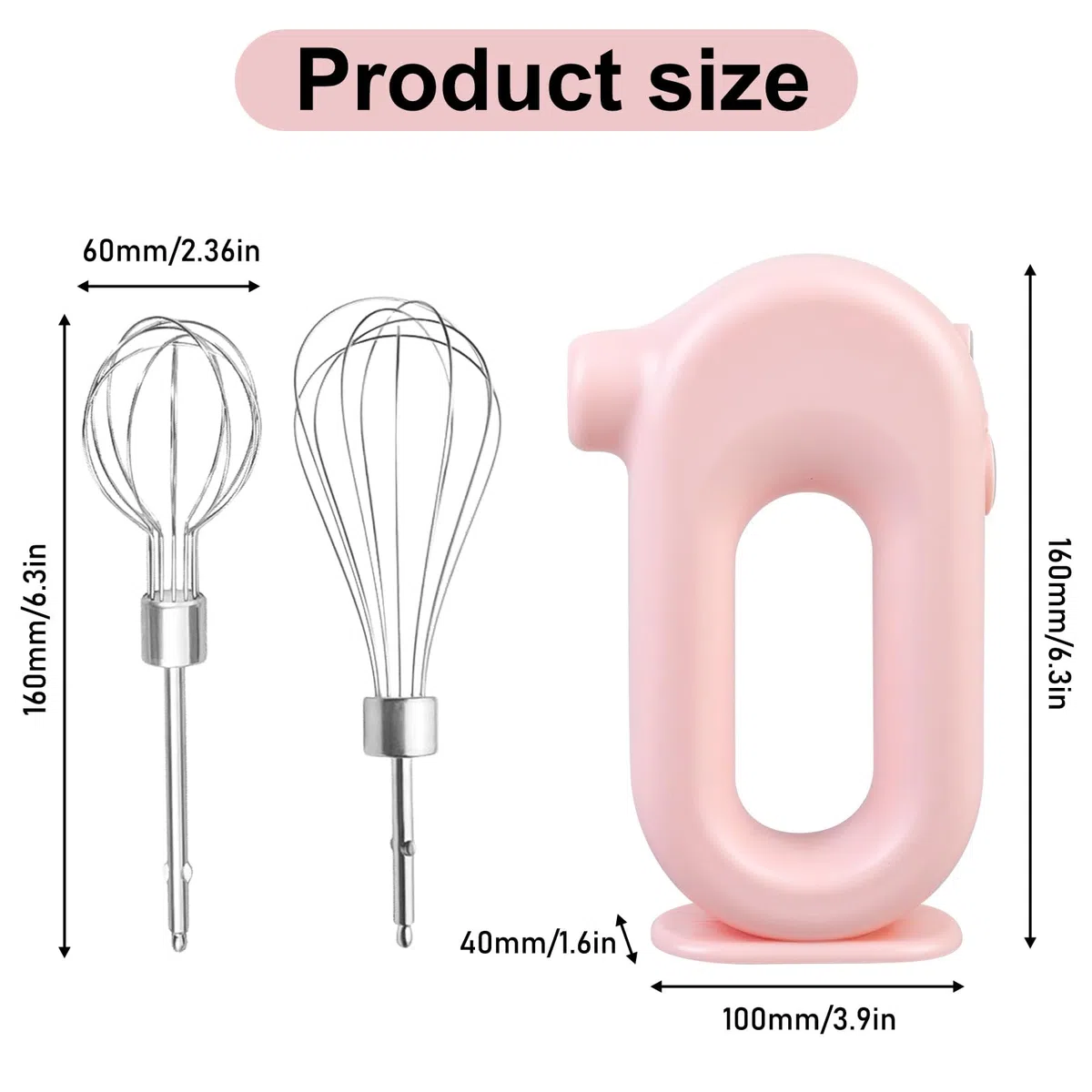 Sbattitore elettrico manuale wireless: mini sbattitore manuale con 4 livelli e 2 fruste, sbattitore elettrico ricaricabile tramite USB, frusta per uova per cottura al forno, crema, torte, budini e