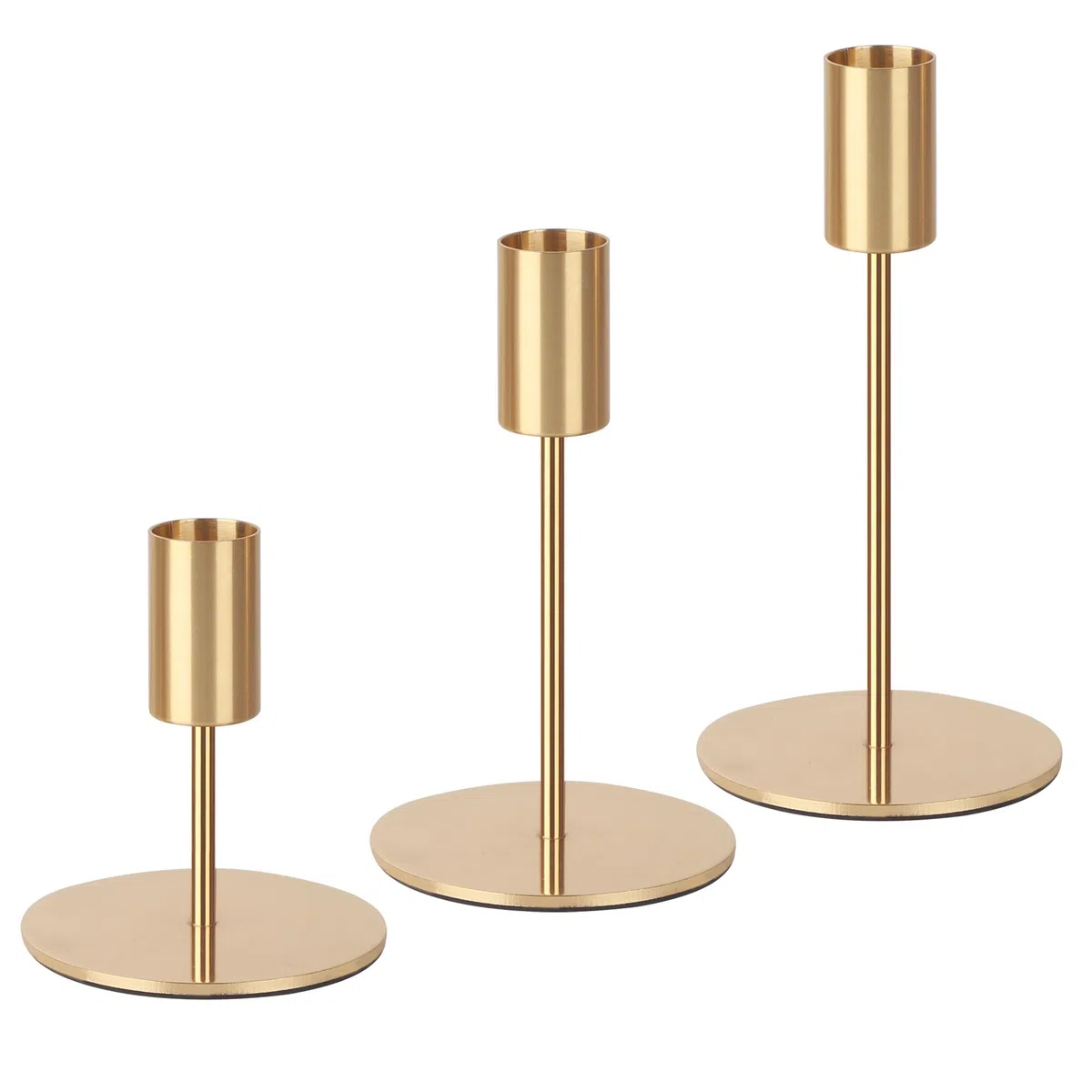 3 Pezzi Portacandele in Metallo,Portacandele da Tavolo 9/14/19CM,Adatto per Pasti di Compleanno, Anniversario, Matrimonio, Decorazione per la Casa