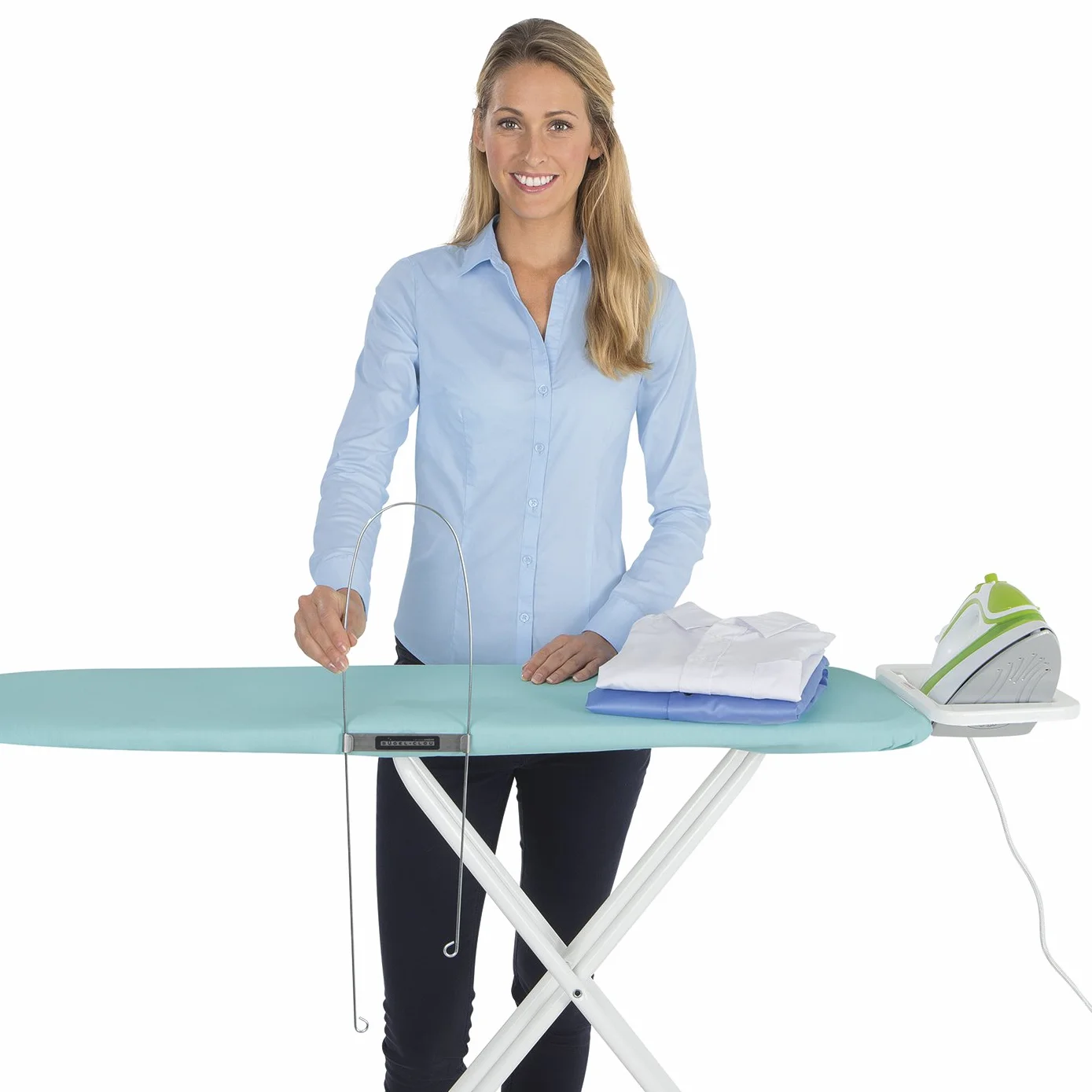 Assistente per stirare le maniche della camicia senza pieghe, con supporto magnetico, in acciaio inox