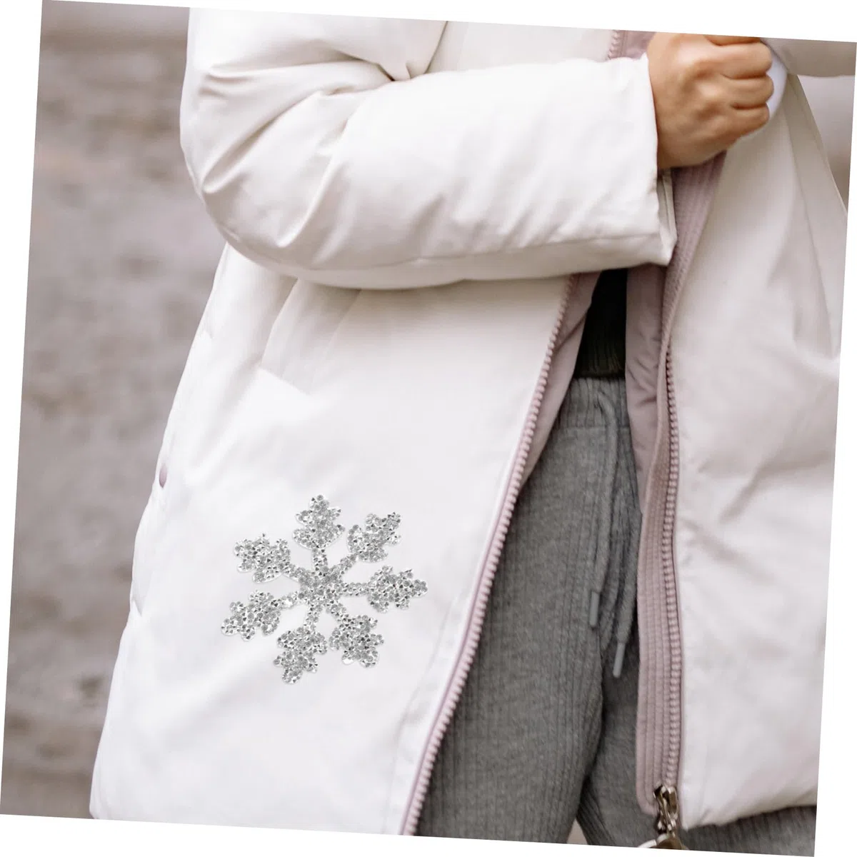 Mappa della stiratura dei vestiti abbellimenti perline vestire strass toppe per giubbotti toppe per jeans Patch Applique per vestiti con fiocco di neve resina Silver