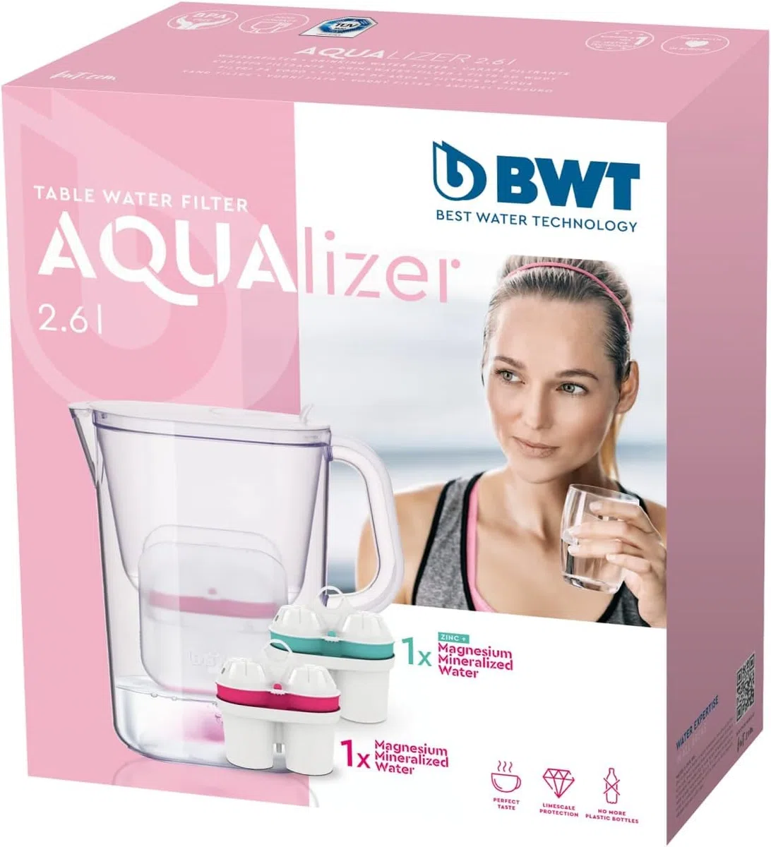 BWT AQUAlizer caraffa filtrante con 1 filtro al magnesio e 1 filtro allo zinco inclusi