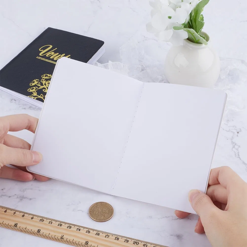 GORGECRAFT 2 pezzo Libri per Voti Nuziali In Pelle con Scritte In Lamina D'Oro e Fiori Libretti per Voti Nuziali Da 3.9x5.2 pollici Libri Degli Ospiti per Matrimoni Elementi Essenziali per La Cerimoni