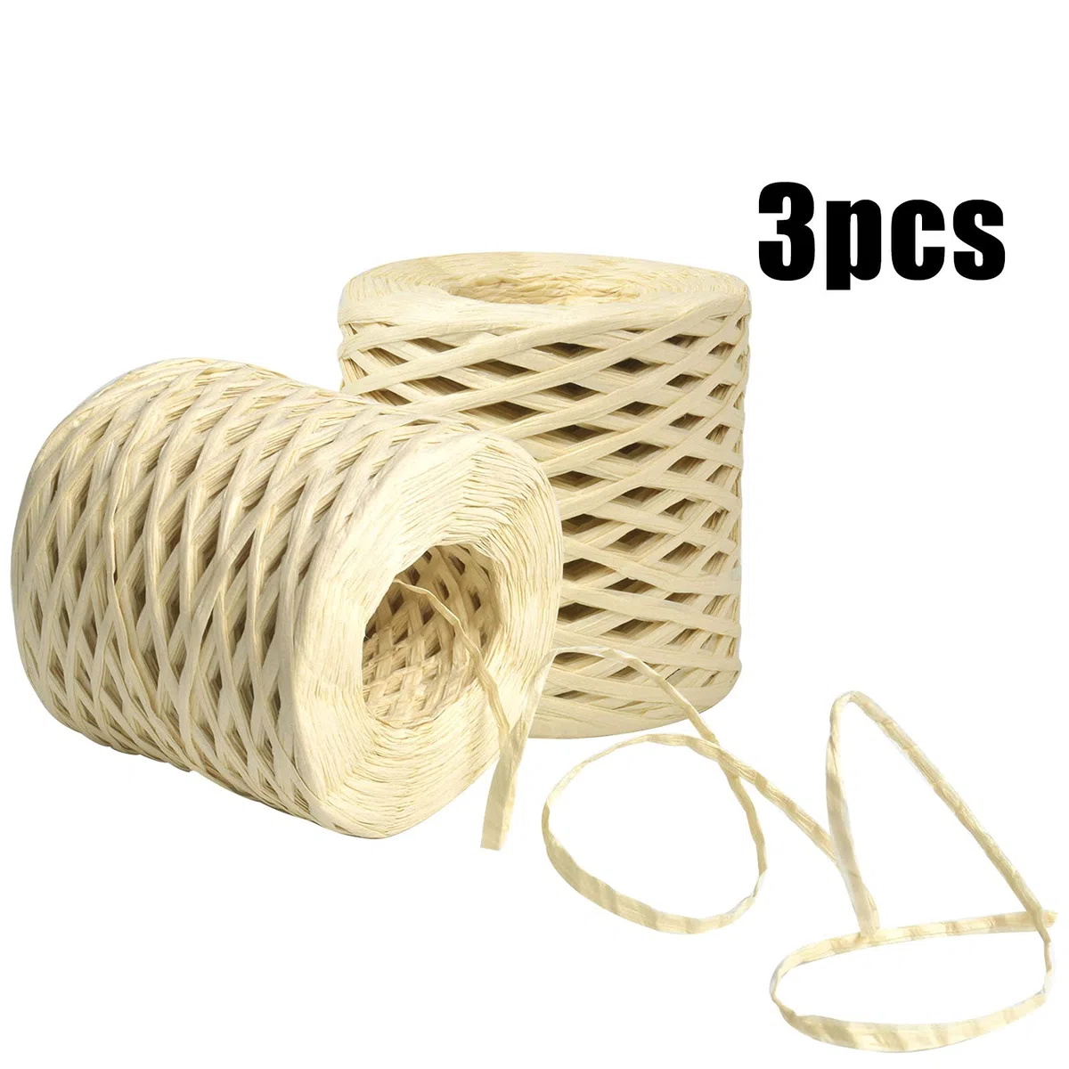 3 Rotoli Nastro di Carta in Rafia, 200M Corda di Carta Rafia Naturale per Uncinetto, Imballaggio di Carta Spago Rafano per Confezioni Regalo, Fai da Te Artigianato Decorazione, Tessitura (Naturale)