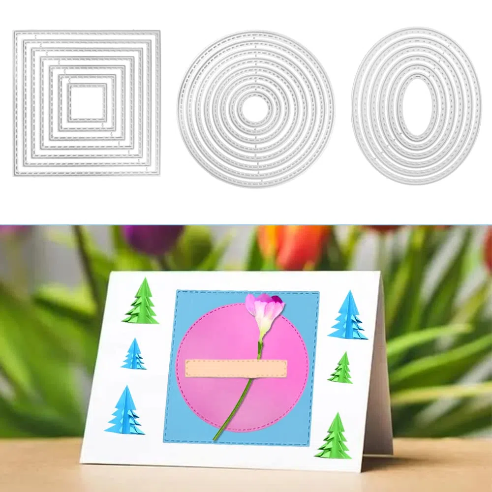 SENHAI - Set di 6 fustelle da taglio in metallo, diverse forme, poligonali, goffratura, strumenti per la creazione di biglietti, album e scrapbooking