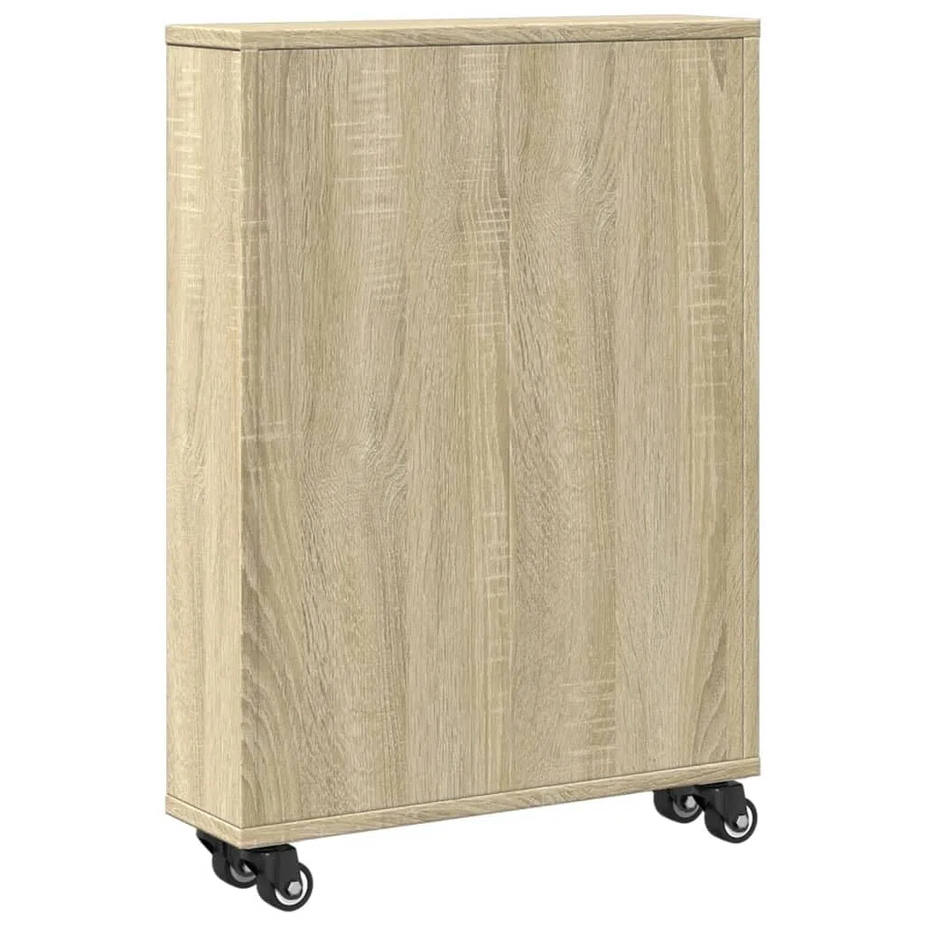 vidaXL Carrello portaoggetti Stretto in Rovere Sonoma 48x13x68 cm in Legno ingegnerizzato