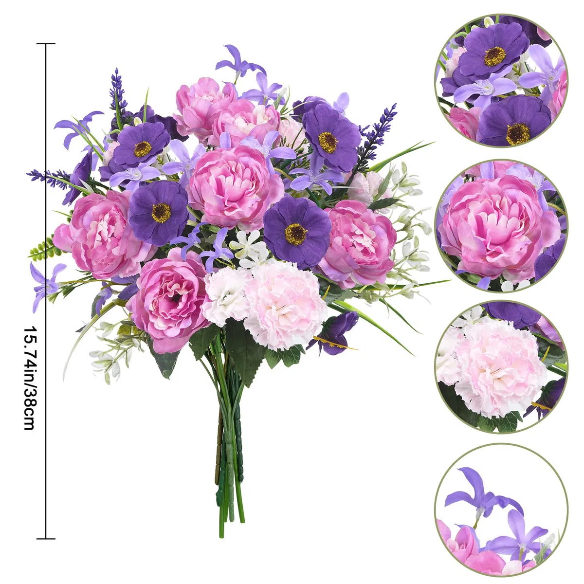 Giglio Viola Finte Fiori di Ciliegio Seta Artificial Bouquet di Fiori Peonia Piante Artificiali per Matrimoni, Casa, Feste di Compleanno, Decorazioni da Giardino