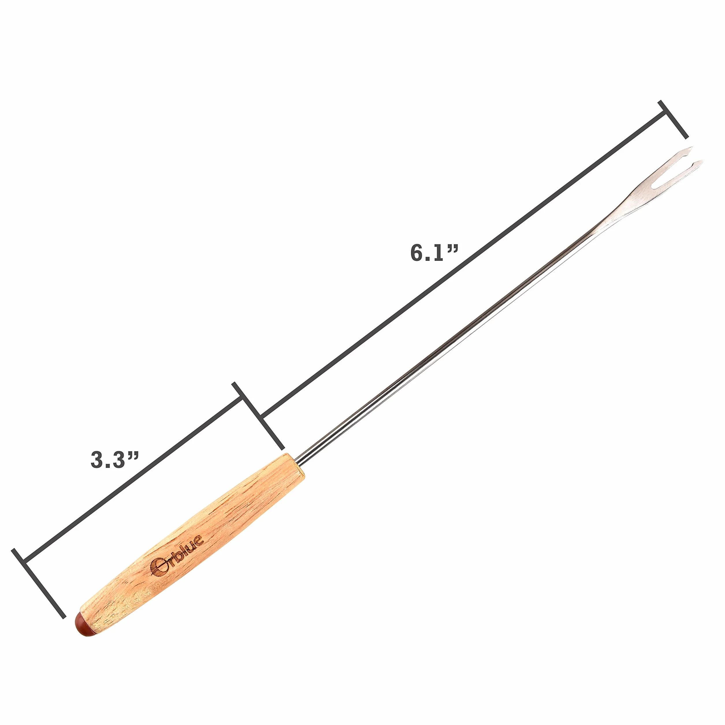 ORBLUE Set 8 Forchette Fonduta Bourguignonne, Manico Legno, Colori Vari - L'ideale per le tue Cene Conviviali
