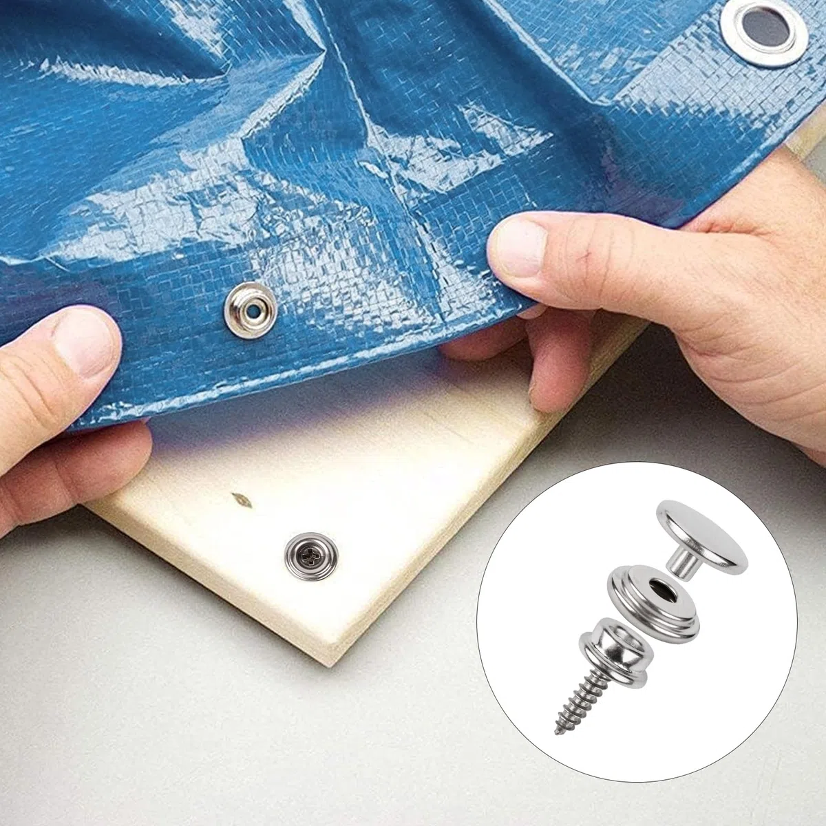 FRUHLING 30 chiusure a vite 15 mm in acciaio inox con bottoni a pressione a vite per teloni marini, teloni, tende per mobili, tele, tende per auto, pelle, 30 pezzi