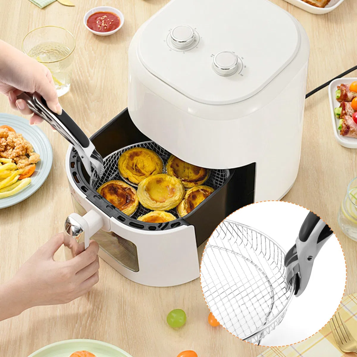 3 Pezzi Cestelli per Friggitrice ad Aria, 3 Pezzi Rack per Disidratatore Multistrato in Acciaio Inossidabile, Accessori per Friggitrici Ad Aria