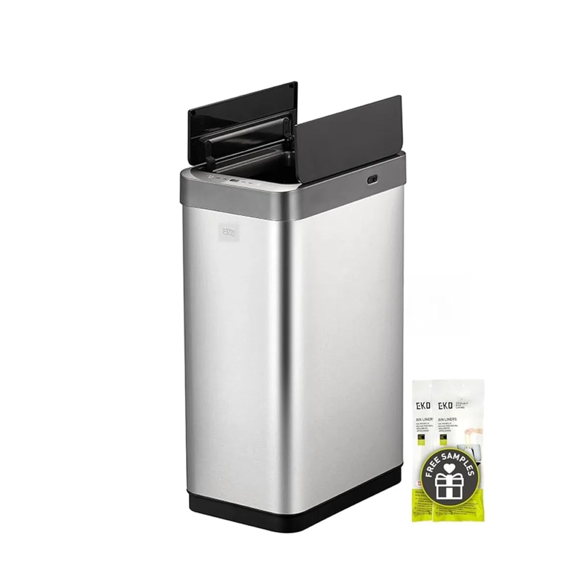 EKO Pattumiera Cucina Automatica 50L Phantom-T | Sensore Touchless Verticale | Acciaio Inox Spazzatura Antimpronta | Chiusura Silenziosa Bagno