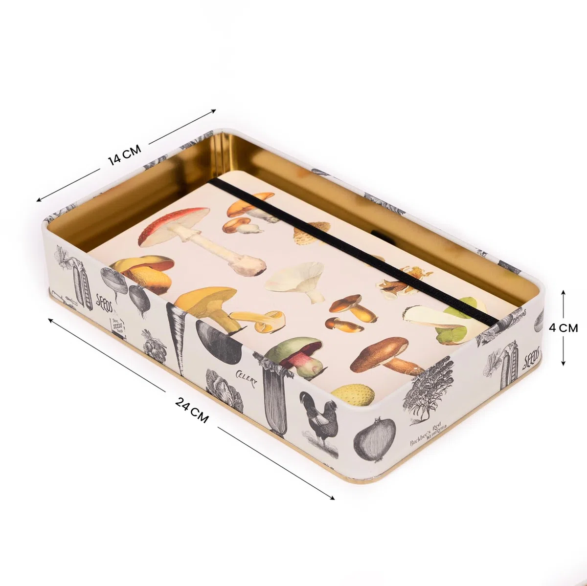 NOTIQUE Scatola di latta in metallo con coperchio, stile nostalgico, scatola per biscotti, contenitore per piccoli oggetti, collezione Herbarium (Retro)