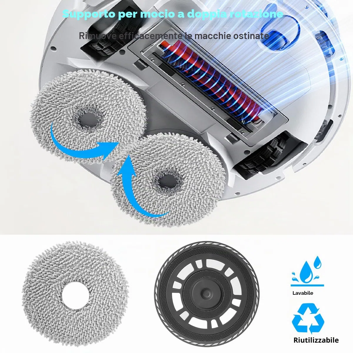 4 Panni Mocio con 2 Supporti di Ricambio per Dreame L10S Pro Ultra Heat / L10S Ultra Gen 2 / L20 Ultra Accessori / L40 Ultra / X40 Ultra / X40 Master Ultra, Supporto di Ricambio Riutilizzabile