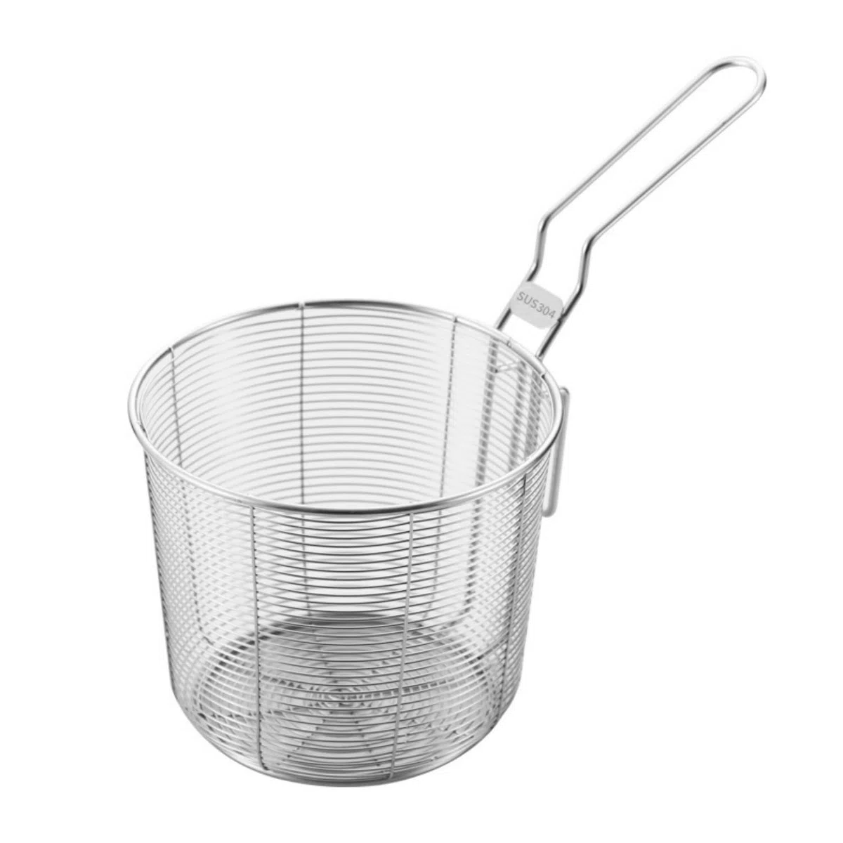 Cestello di scarico in acciaio inossidabile, cestino per friggere, cestello rotondo in rete metallica, cestino per bollire e bollire, scolapasta con manico, per cucinare e friggere (14 cm)