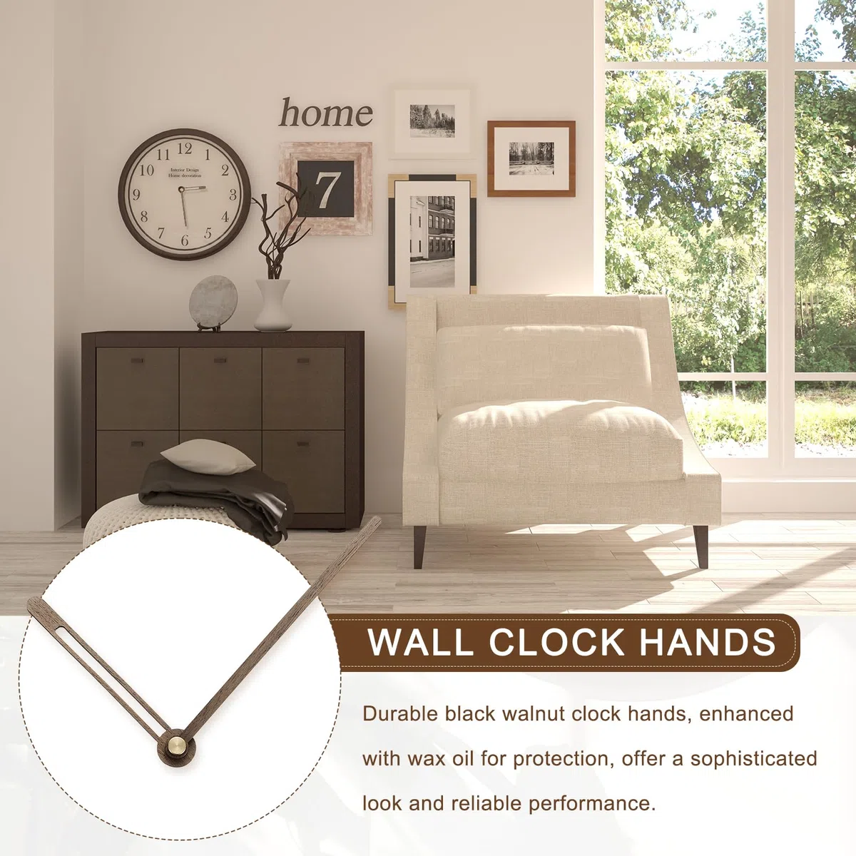 QUARKZMAN 5 Set Lancette per Orologio in Legno, Lancette per Orologio in Legno di Noce Kit Parti di Ricambio Adatte per Orologio da Parete 14 Pollici, 5.12 Pollici