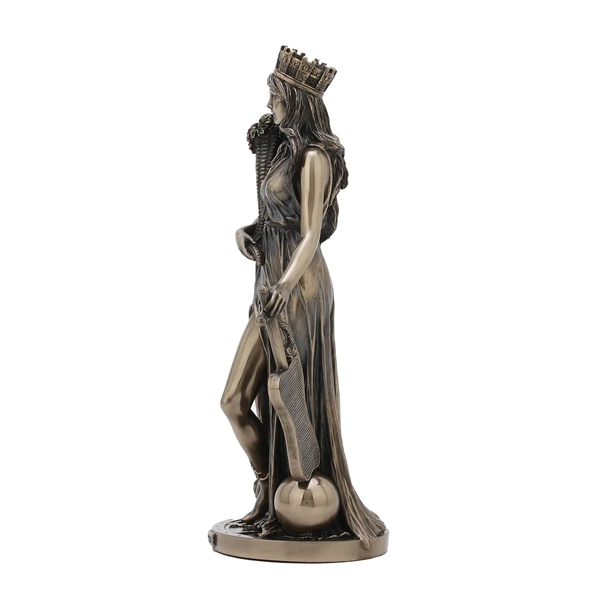 Veronese Design Statua della dea greca della fortuna e della prosperità, finitura in bronzo, WU77777A4
