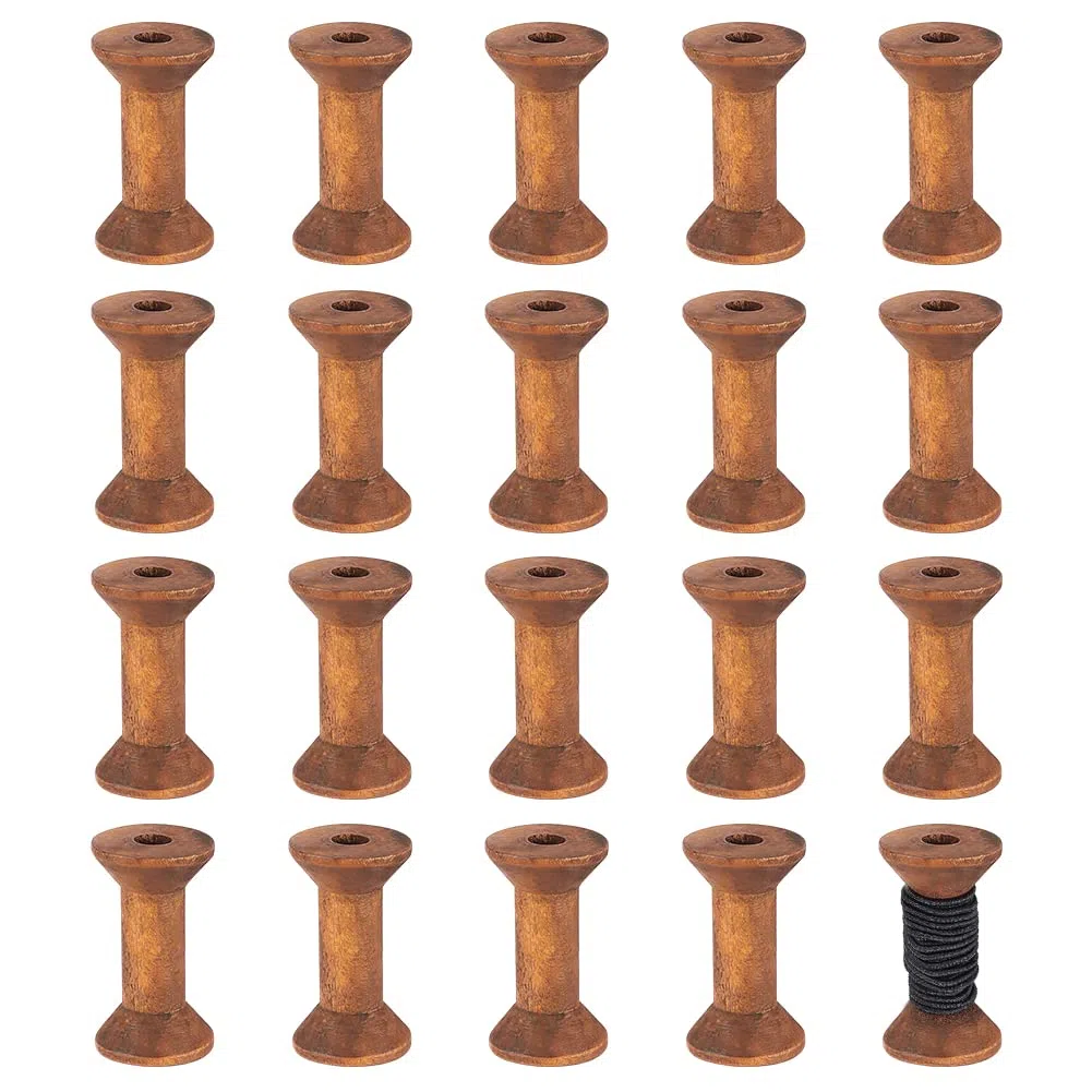 BENECREAT 20 bobine vuote in legno antico, 40 mm, bobine di filo vuote, bobine di nastro di legno, bobine per lavori fai da te