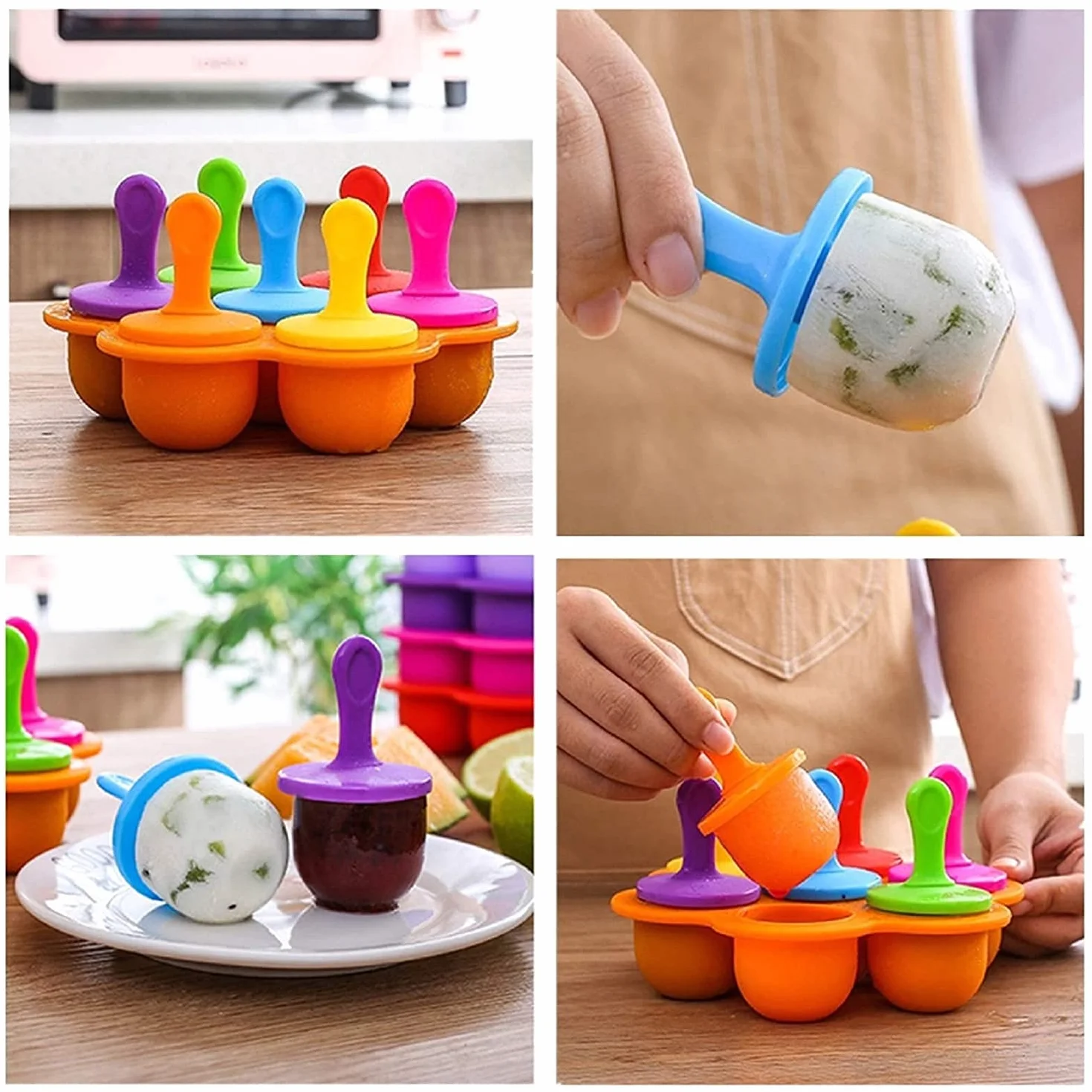 Stampo in silicone per gelato, 2 stampi per gelato in silicone, mini stampi per gelato, stampi per gelato (Blu-viola)