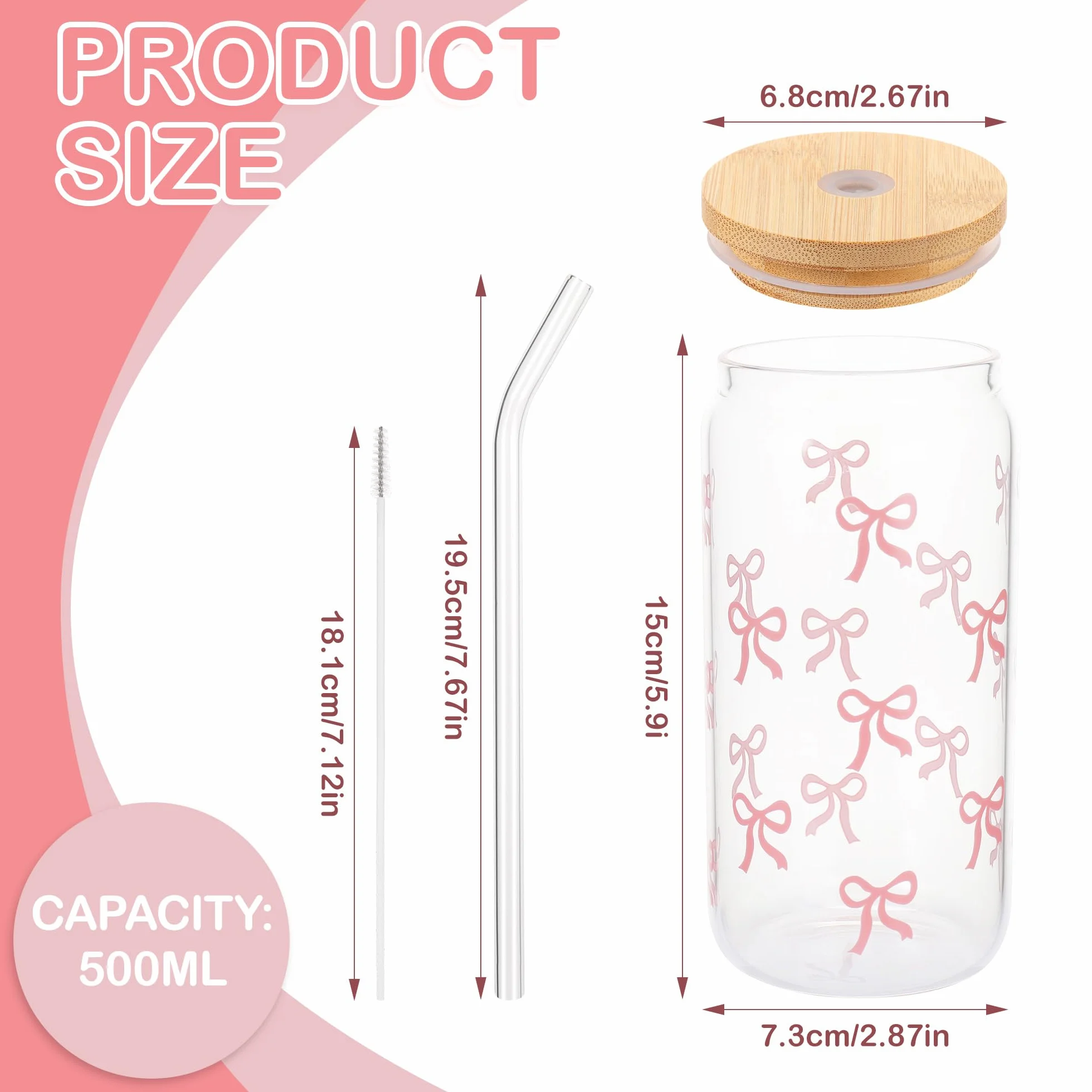 Hejo Papillon Bicchiere con Cannuccia Vetro,500ml Bicchieri Vetro con Coperchio,Trasparente Tazza con Coperchio e Cannuccia,Bicchieri Birra per Cocktail,Caffè,Latte
