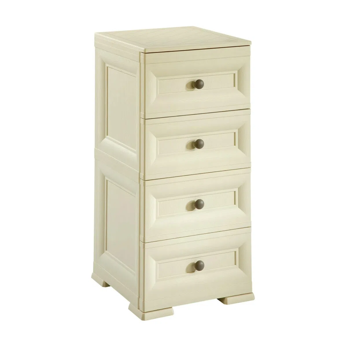 Cassettiera Alta in Plastica con 4 Cassetti Piccoli, Mobile Contenitore Compatto per Organizzazione Casa, Cassettiera Salvaspazio per Ingresso e Zona Giorno, 40x43x85,5 cm (Angora)