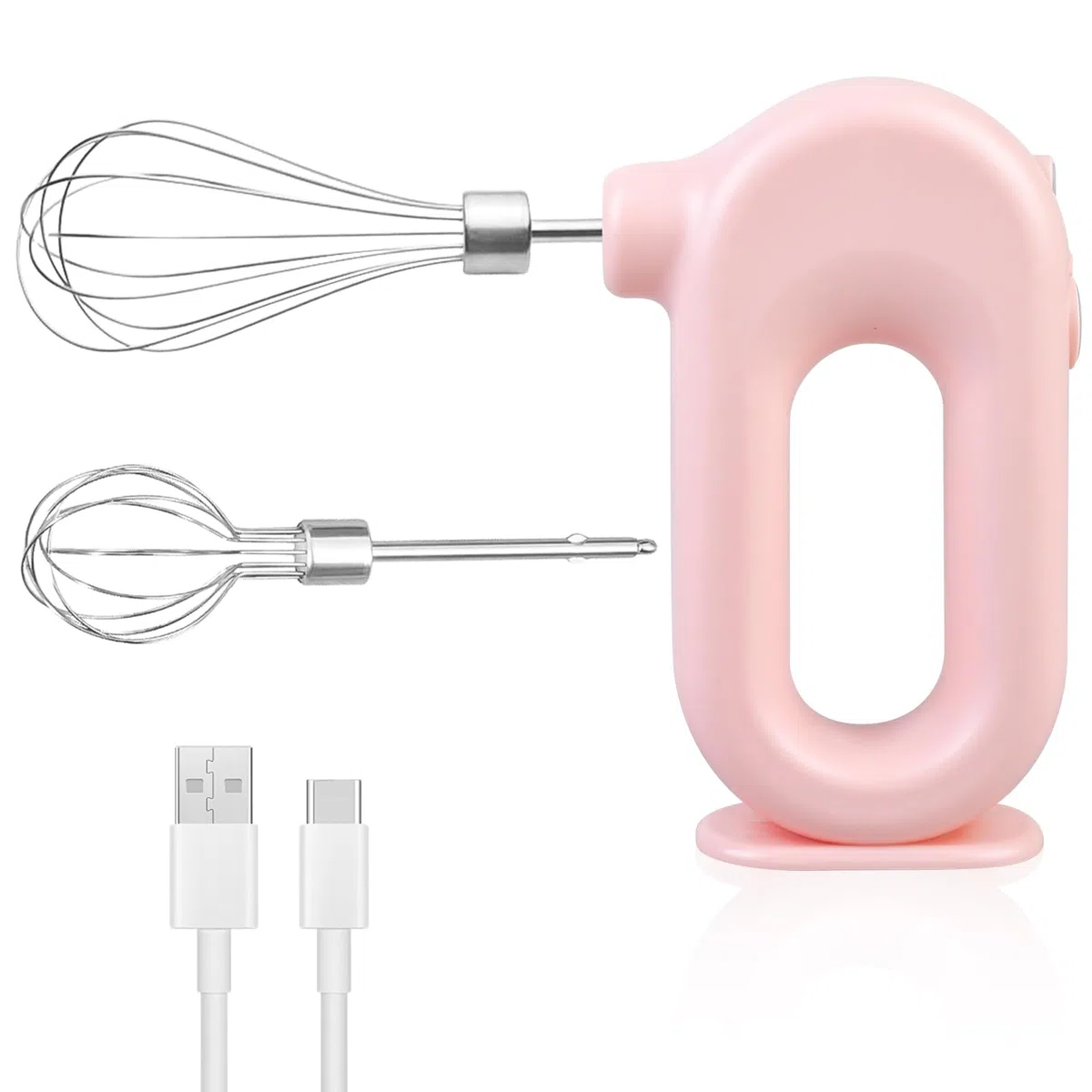 Sbattitore elettrico manuale wireless: mini sbattitore manuale con 4 livelli e 2 fruste, sbattitore elettrico ricaricabile tramite USB, frusta per uova per cottura al forno, crema, torte, budini e