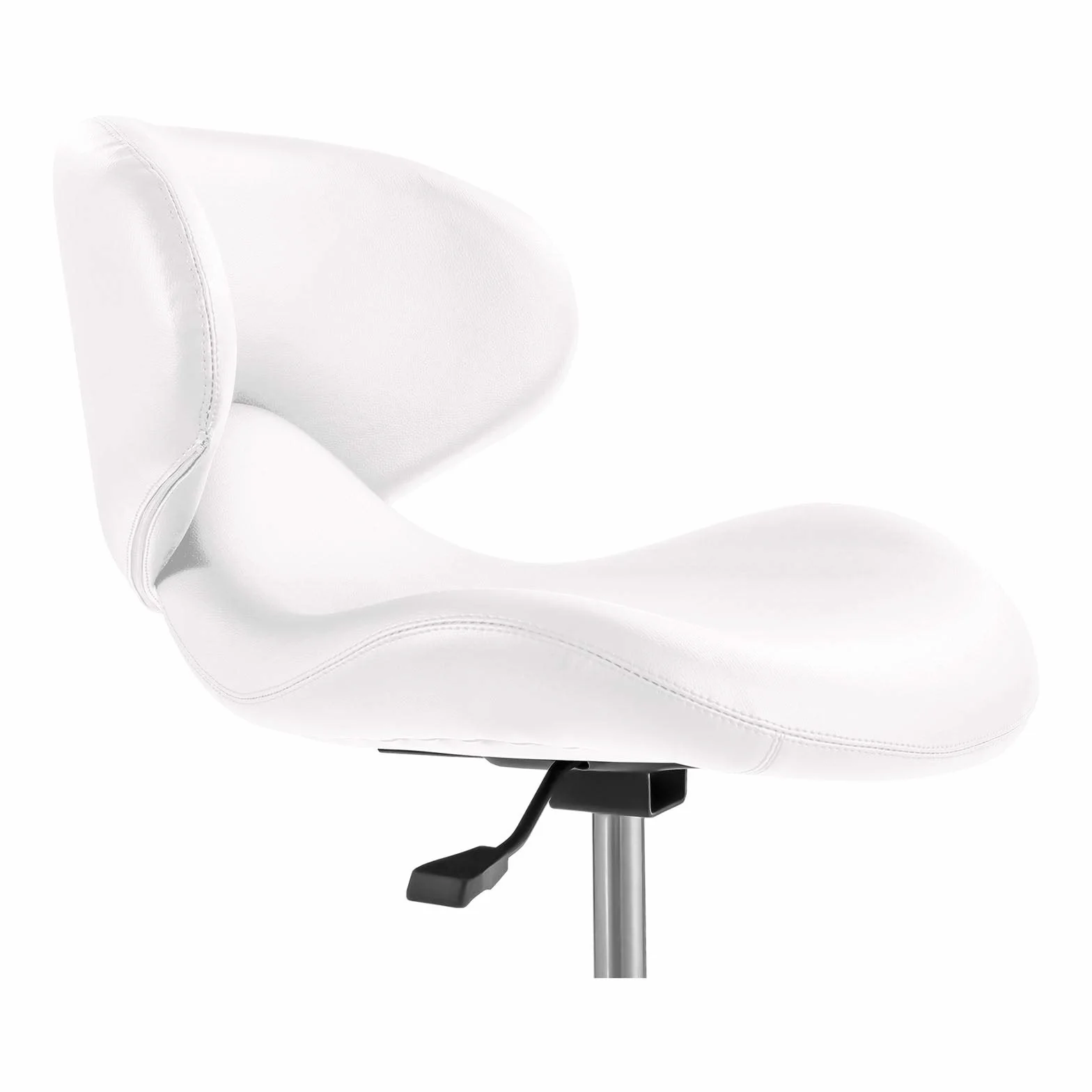 Physa Sgabello con Schienale Sedia per Salone Studi Medici TANDRIA WHITE (Bianco, 150 kg, Acciaio, Pelle sintetica, Gommapiuma, 45-59 cm, 47 x 44 cm)
