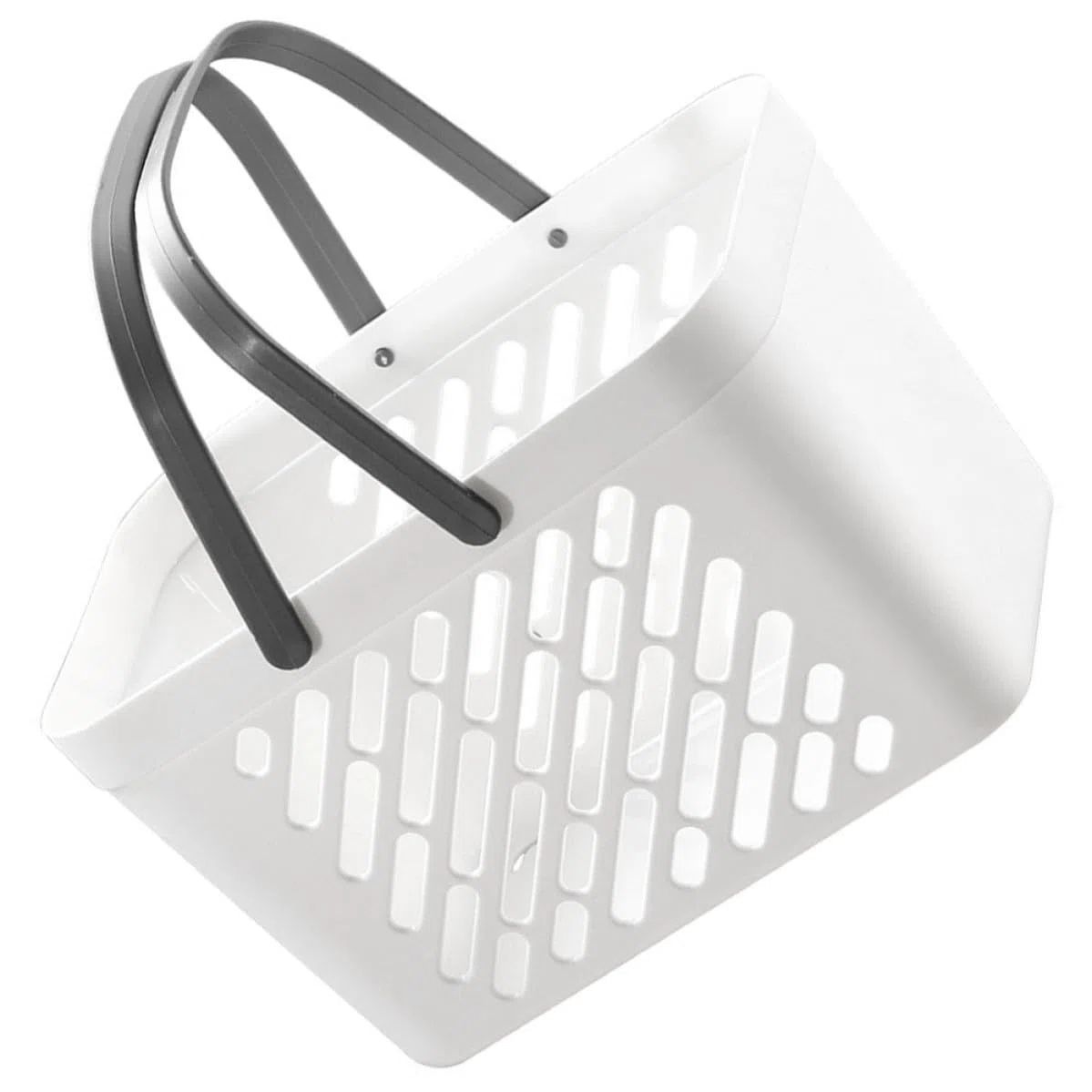 OSALADI Cestino da Bagno in Plastica Bianco Doppia Maniglia e Design Traforato, Grande Capacità per Organizzare Accessori e Cosmetici in Soggiorno o Armadio