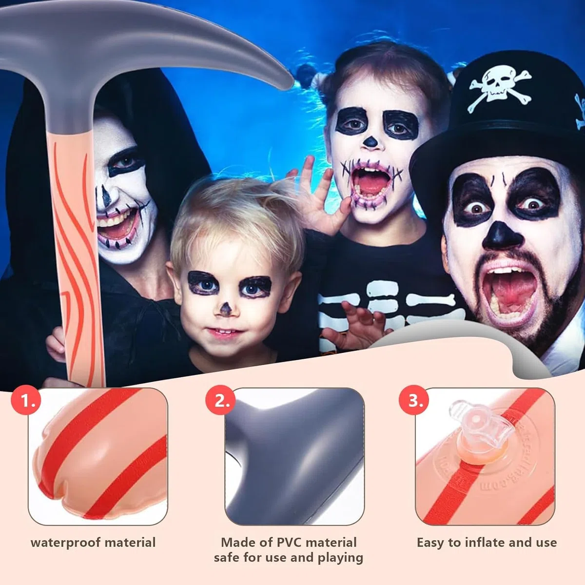 4 picconi gonfiabili per carnevale, picconi gonfiabili, giocattoli per carnevale, accessori in PVC, per cosplay