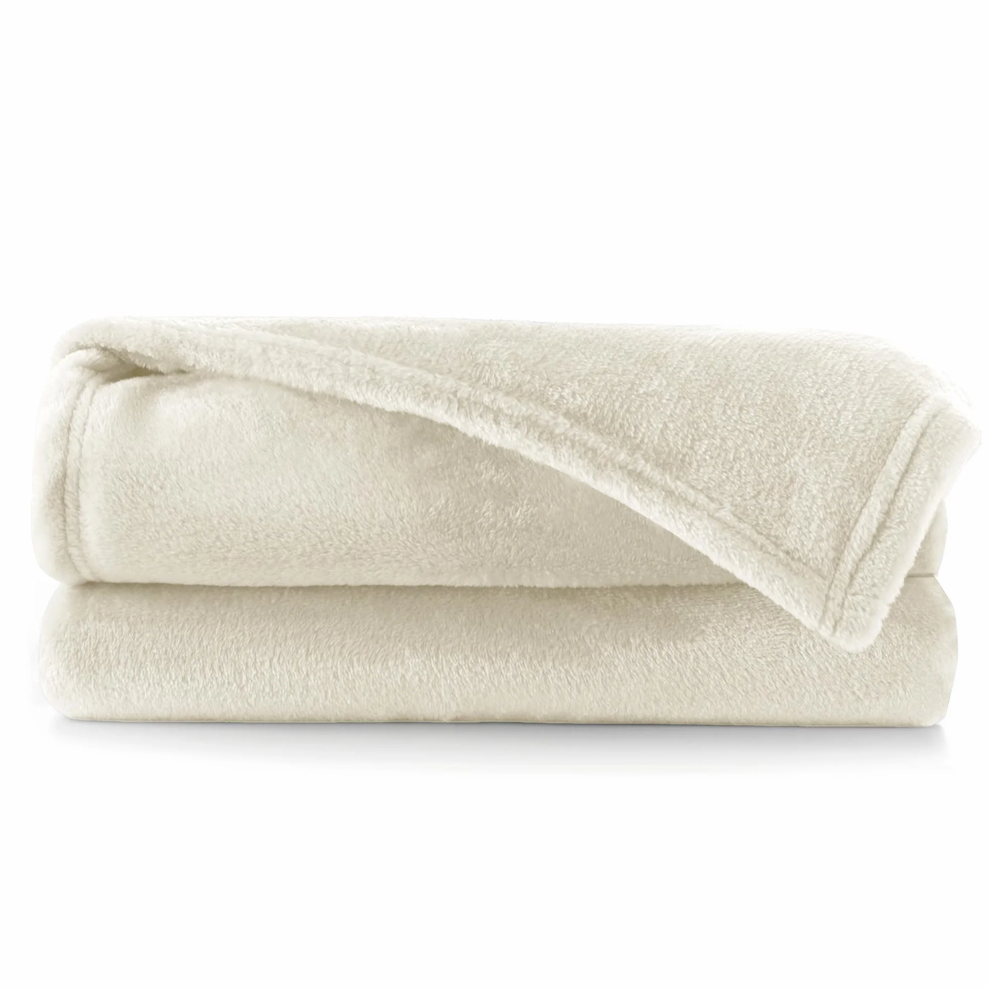 DecoKing Coperta Plaid Pile 70 x 150 cm per Letto Singolo Calda Accogliente e Spessa in Morbido Velluto Per Letto Divano Sedia Tutte le Stagioni Crema Mic