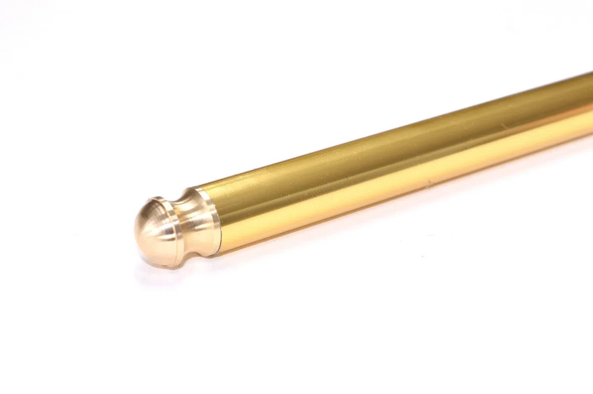 Tubo Bacchetta in Alluminio, per Fissaggio tappeti e passatoie su gradini di Scale, con occhioli (Gold (Kit 1 Stick + 2 Rings), 65cm)