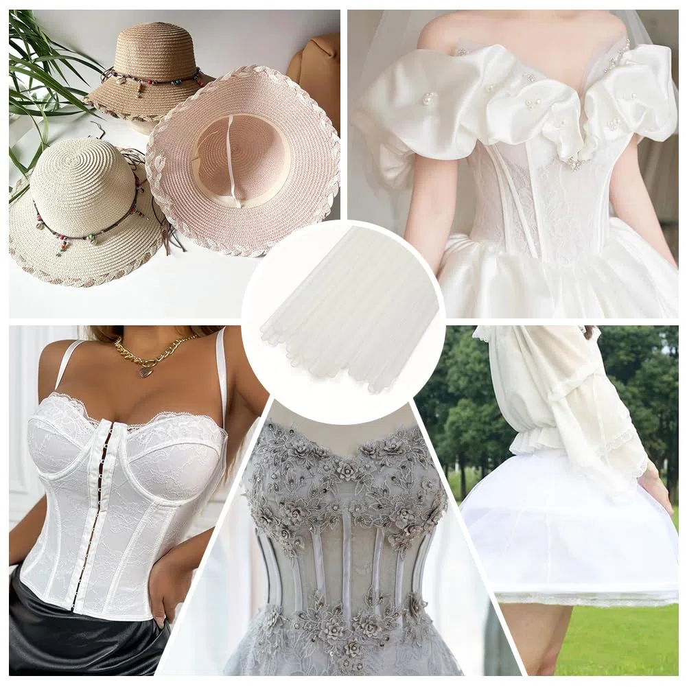 GORGECRAFT 60pz Stecche in Plastica Trasparente per Cucire 5mmX308mm Stecche per Corsetti in Plastica Bastoncini Modellanti Strisce di Supporto Modellanti per Reggiseni Abiti da Sera Abiti Trambusto
