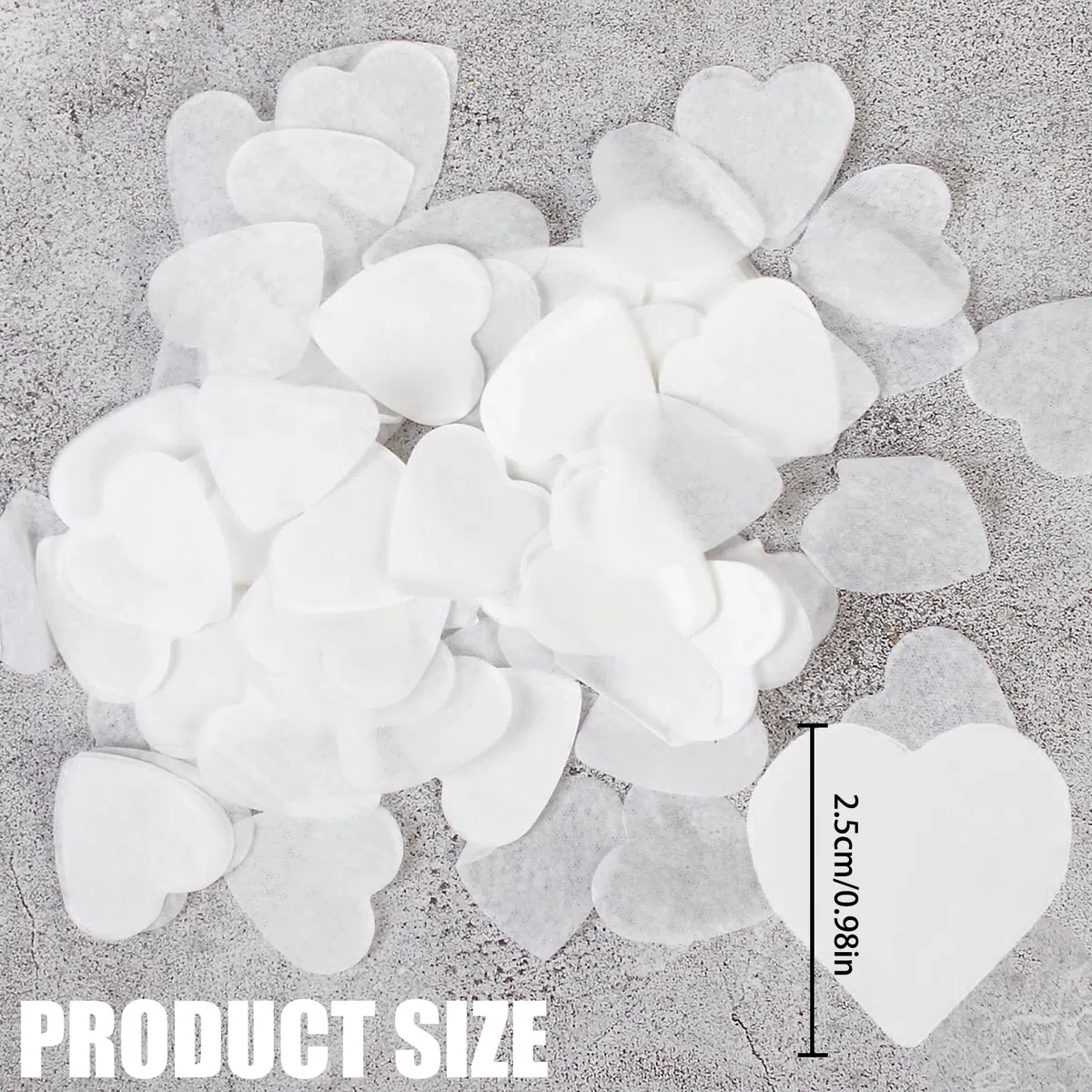 18000pcs 150g 2.5cm coriandoli biodegradabili a forma di cuore ，per Matrimoni e Promesse decorazioni e celebrazioni，Bianchi