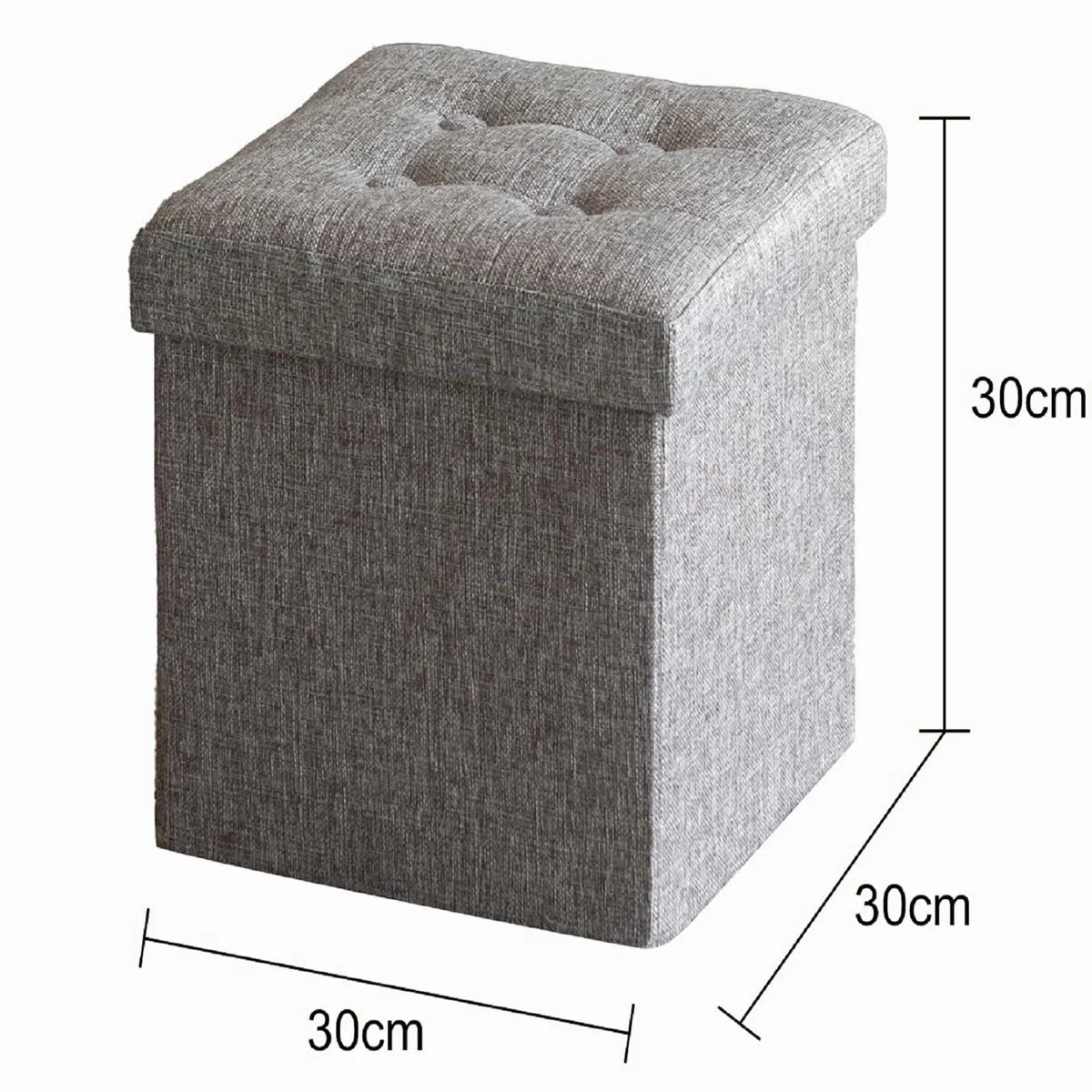 Oak & Tea Pouf Coffre de Rangement Contenitore Poggiapiedi Pieghevole Divano Cubi Portaoggetti con Coperchio Puffo Contenitore Grigio 30x30x30cm ottoman storage box