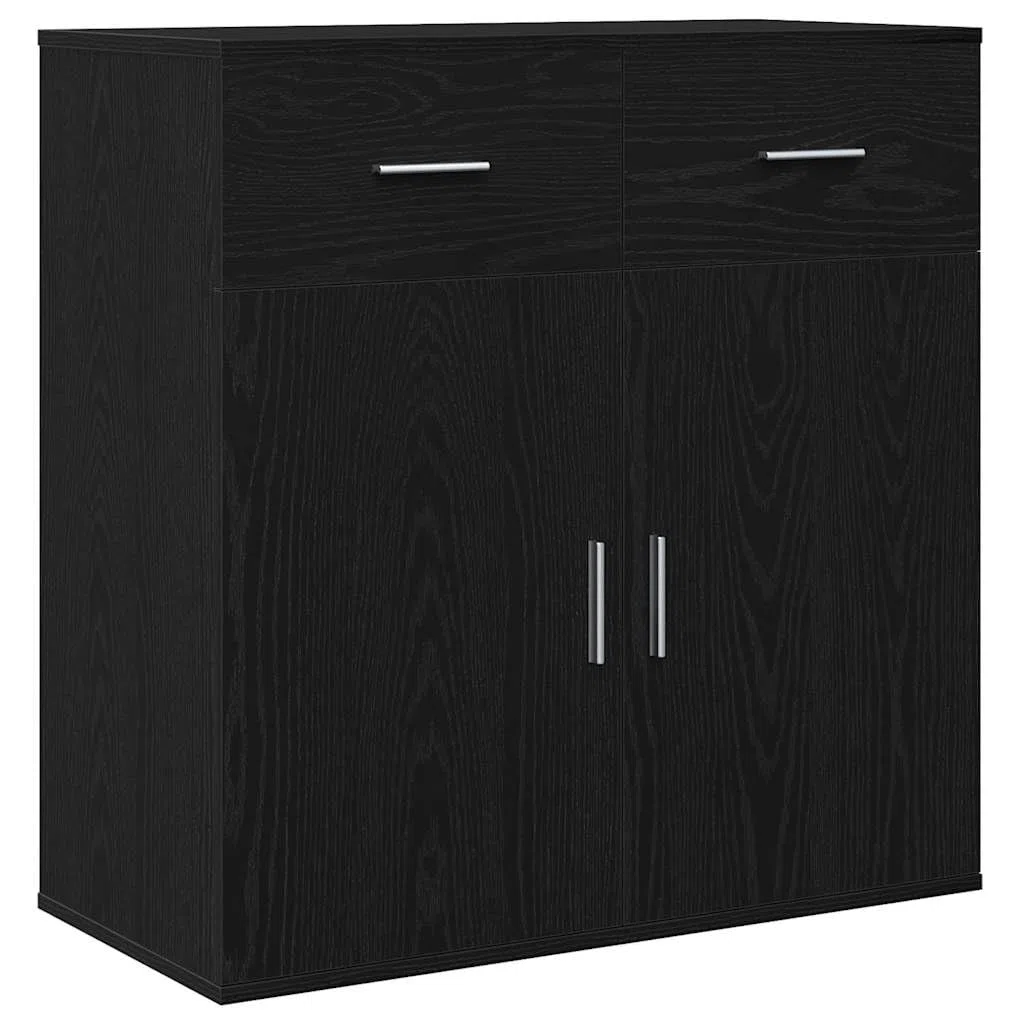 Credenza Rovere Nero 78 x 38 x 80 cm Legno Multistrato, Mobili,Armadietti e portaoggetti,Buffet e credenze, 28.45kg-871677