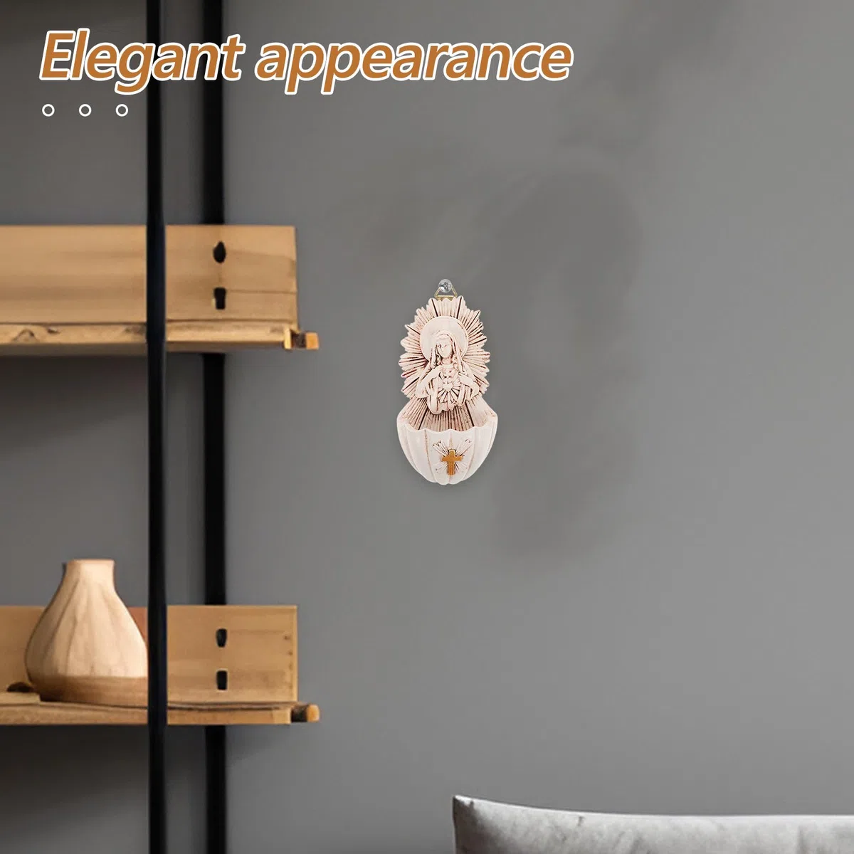 Amosfun Decorazione Da Parete Per Acquasantiera in Resina 4.7X1.4X2.4 Pollici Accessorio Per Ingresso Casa Cattolica Regalo Per Prima Comunione E Cresima Decorazione Murale Sacra