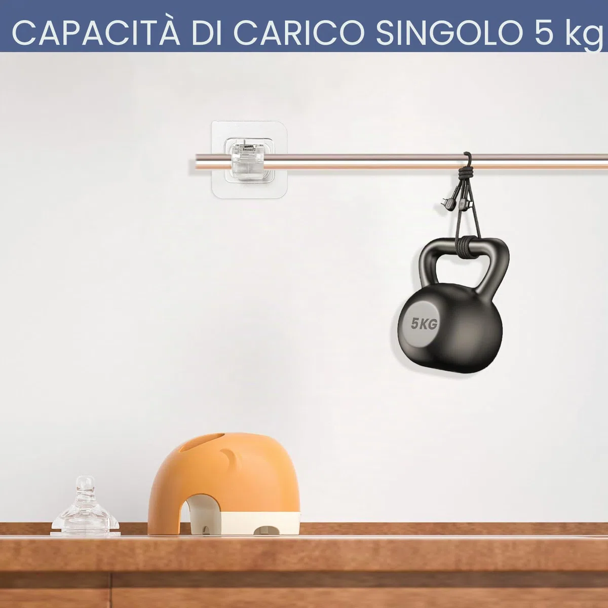 12 Pezzi Ganci per Tende Senza Bucare, Ganci Adesivi per Tende Trasparente, Staffa autoadesiva per Asta Tende, tende senza bucare per Soggiorno, Bagno, Camera da Letto (Trasparente)