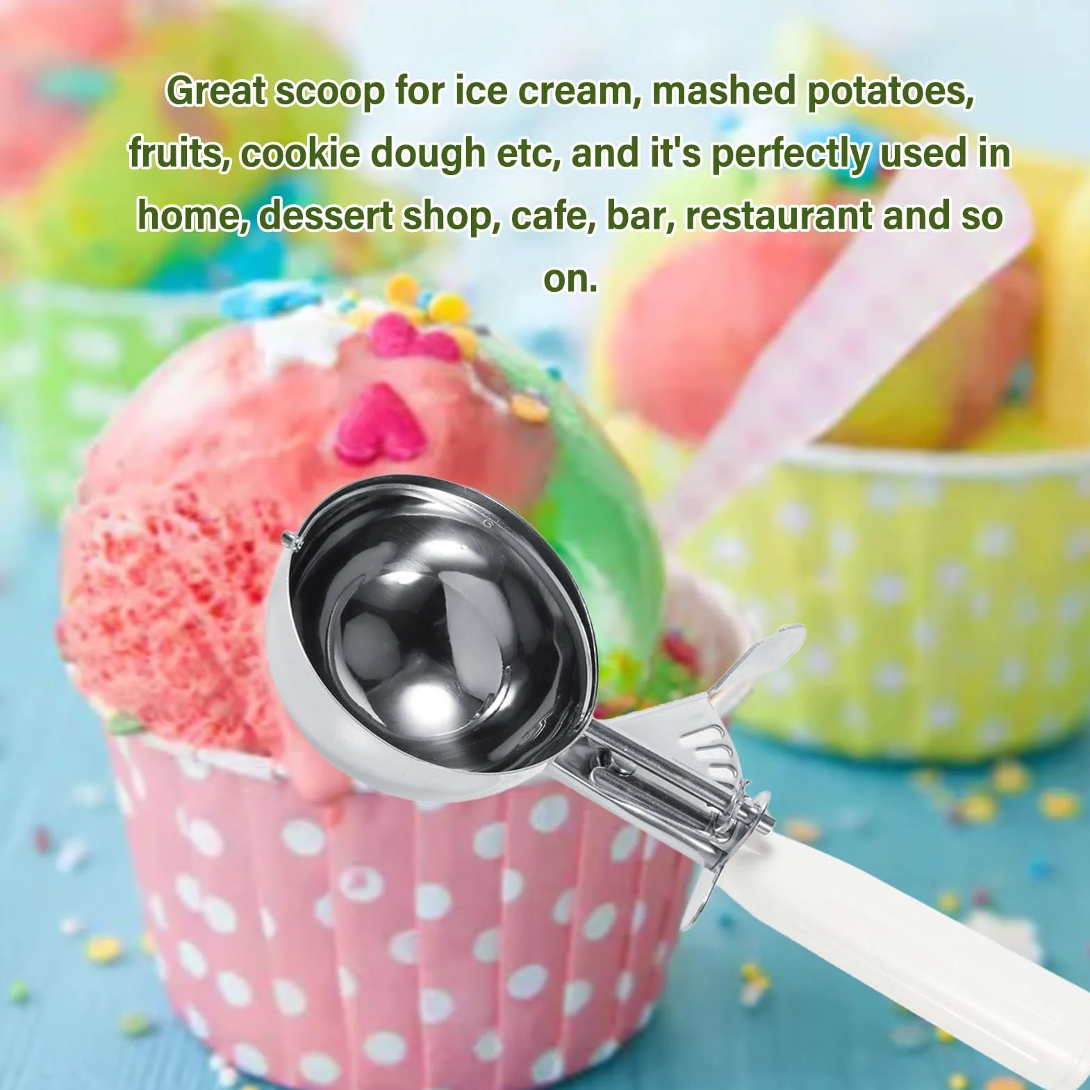 Yosoo Cucchiaio per gelato in acciaio inossidabile, cucchiai di frutta e verdura, strumento per gadget da cucina e caffè, 9 misure (dimensioni: 8 cm)