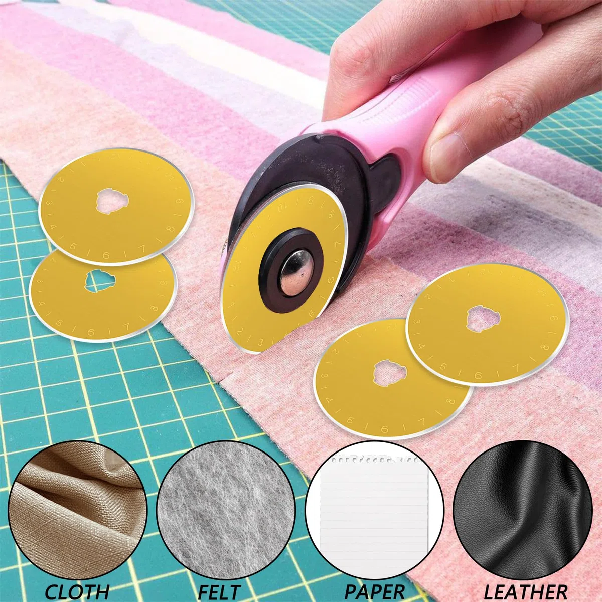 5 lame rotanti rivestite in titanio, lame di ricambio universali da 45 mm, per Olfa/Fiskars/TrueCut/DAFA, lame circolari di ricambio per tessuto, trapuntatura, cucito, scrapbooking