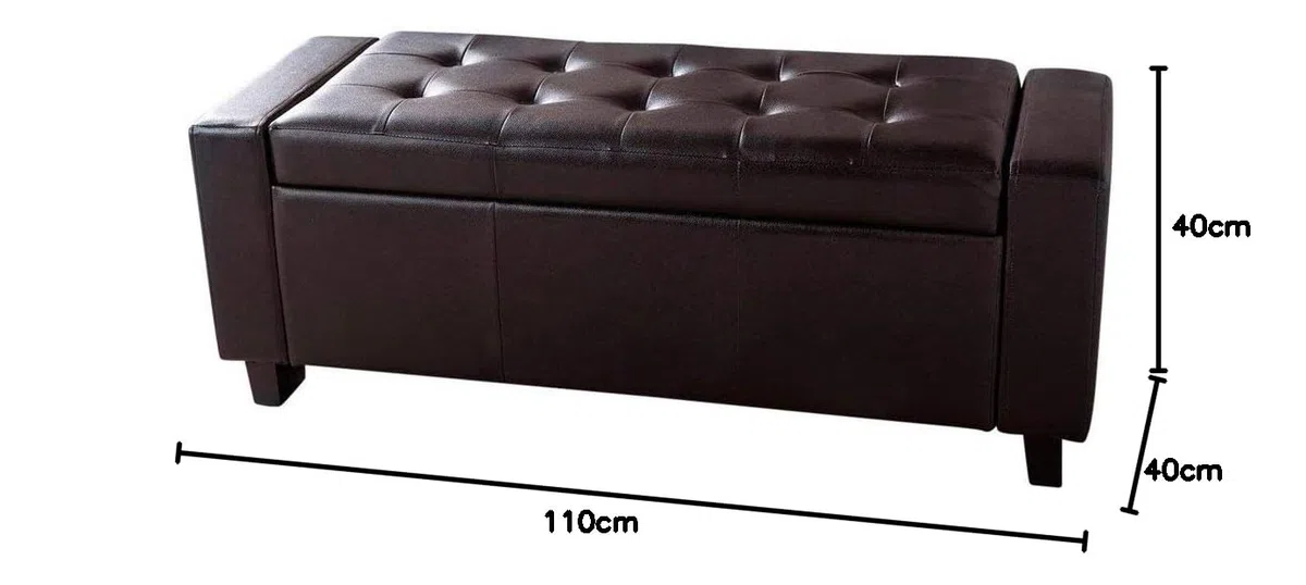 BAKAJI Cassapanca Pouf Contenitore Poggiapiedi per Camera da Letto Panca Sgabello con Struttura in Legno Rivestimento in Eco Pelle Seduta Apribile Imbottita Dimensioni: 110 x 40 x 40 cm (Marrone)