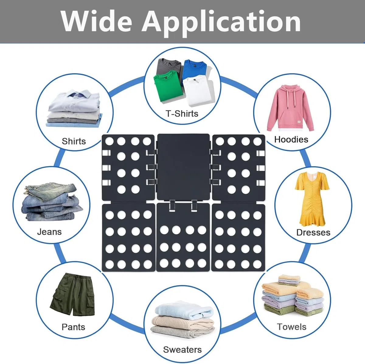 Tavola Pieghevole per Vestiti,Piega Vestiti Indumenti,Organizer per Magliette,Multifunzionale Piega Abiti,Cartelle per Abbigliamento Tavole per Bambini e Adulti,Casa e Viaggi (Nero)