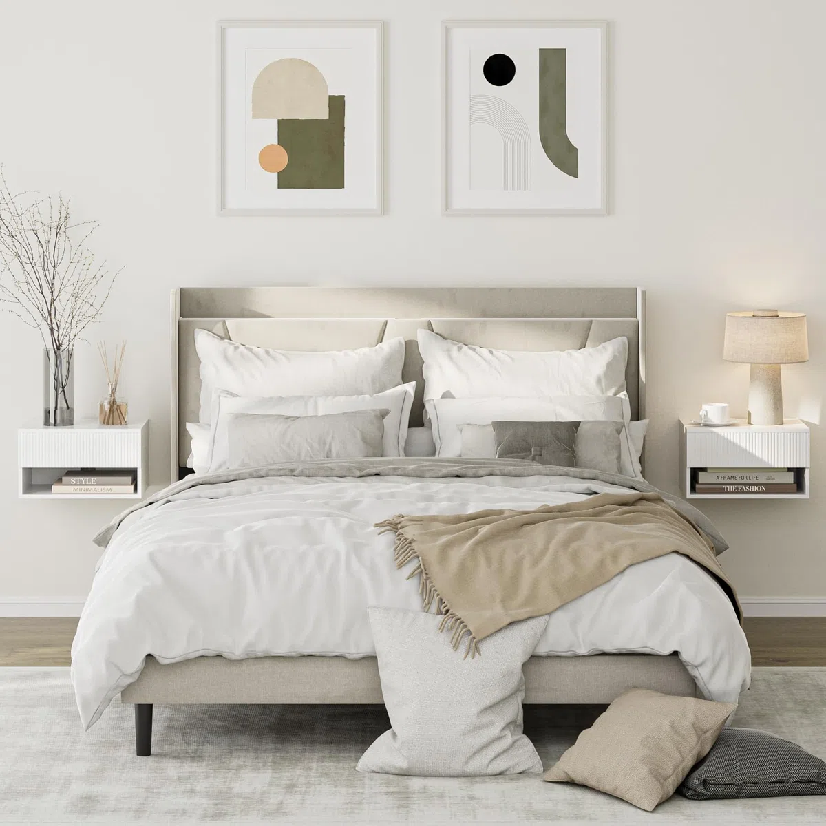 HEYZOEY Comodino sospeso, piccolo comodino mobile moderno con cassetto, scaffali galleggianti per camera da letto, bagno, bianco