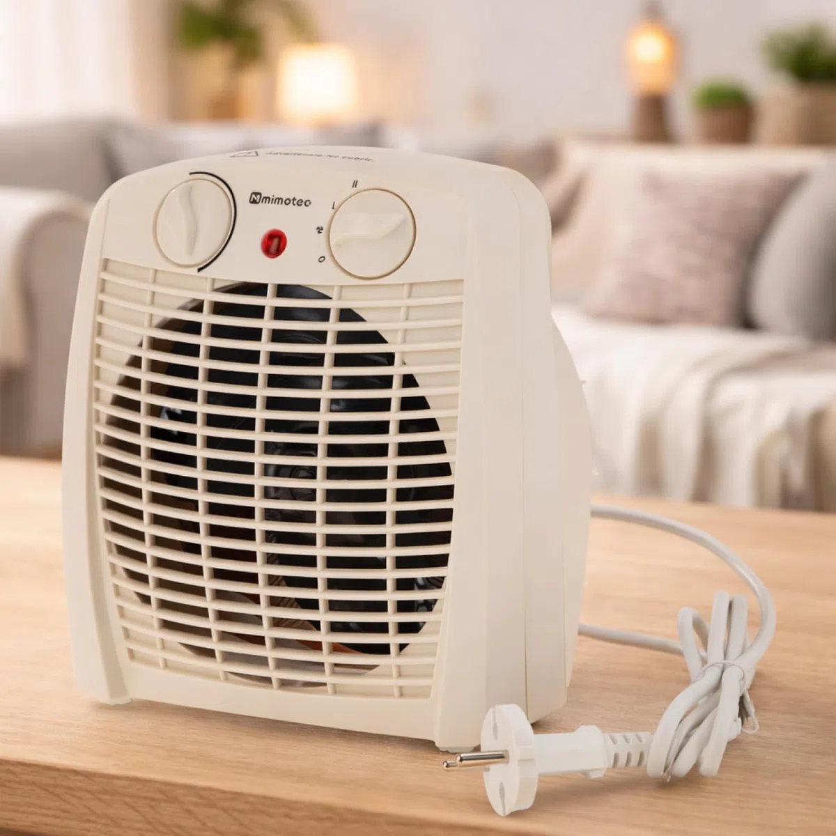 M Mimotec – Termoventilatore elettrico White Comfort 2000W Mimotec, riscaldamento portatile da pavimento, doppia potenza 1000/2000W, bassa rumorosità <53 dB, IP20, per ambienti fino a 20 m²