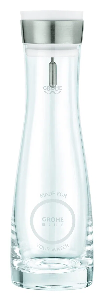 GROHE Blue Caraffa in Vetro con Tappo, Capacità 1 L, Tappo in Acciaio Inox con Blocco Antiribaltamento, Volume 1 L, 40405001