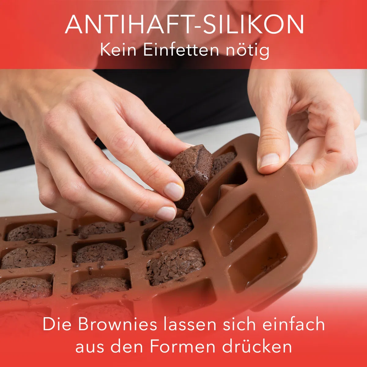 AVANA Brownie - Teglia da forno in silicone, senza BPA, antiaderente, 24 stampi per brownie