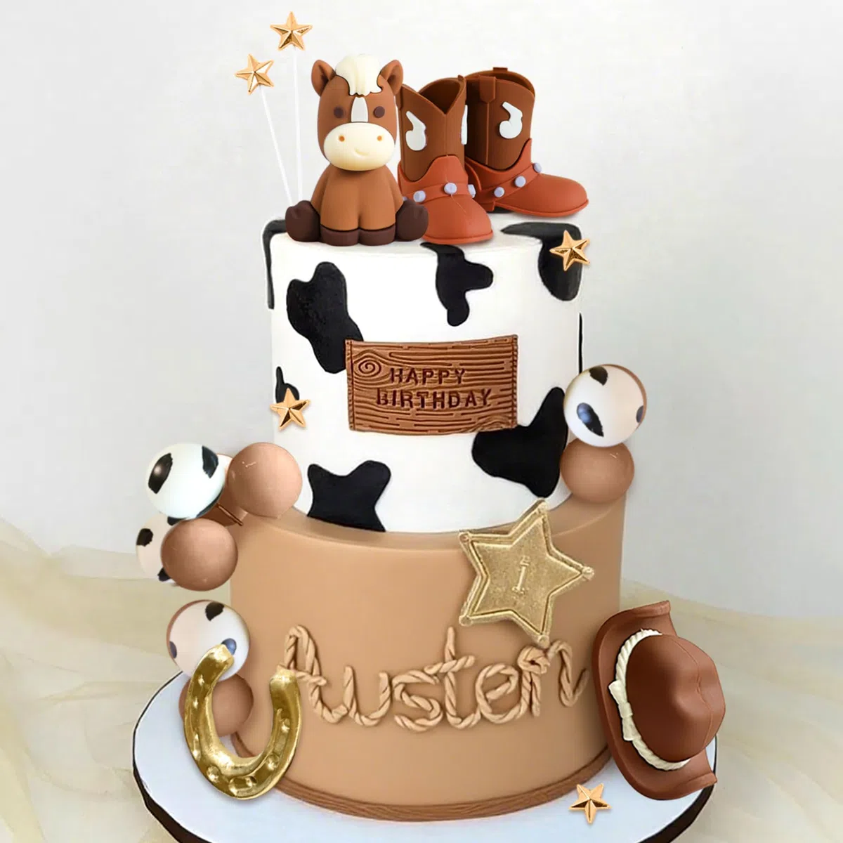 JeVenis cowboy rodeo decorazione torta cappello cowboy compleanno cowgirl stivali cavallo western palline equine tema cowboy topper torta