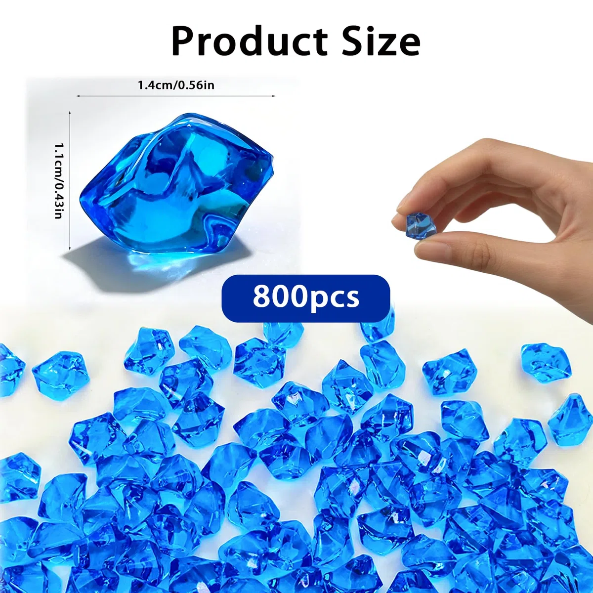 800 gemme di ghiaccio in acrilico blu finto ghiaccio in acrilico gemme di ghiaccio per vasi, feste, decorazioni da scrivania, artigianato