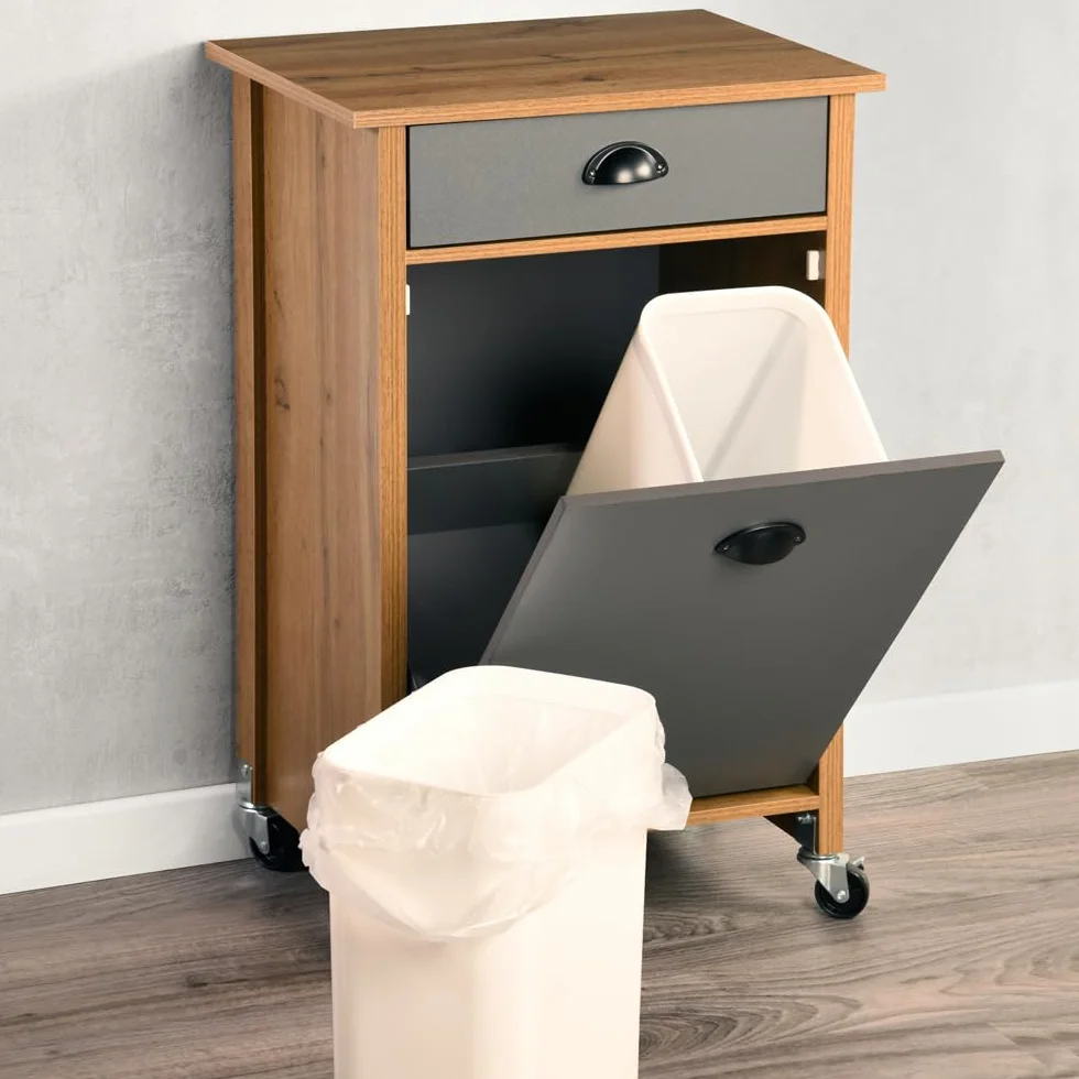 Kesper Carrello da cucina con sistema di raccolta differenziata, materiale: fibra, dimensioni: 50 x 79 x 37 cm, colore: marrone, grigio | 25528 13