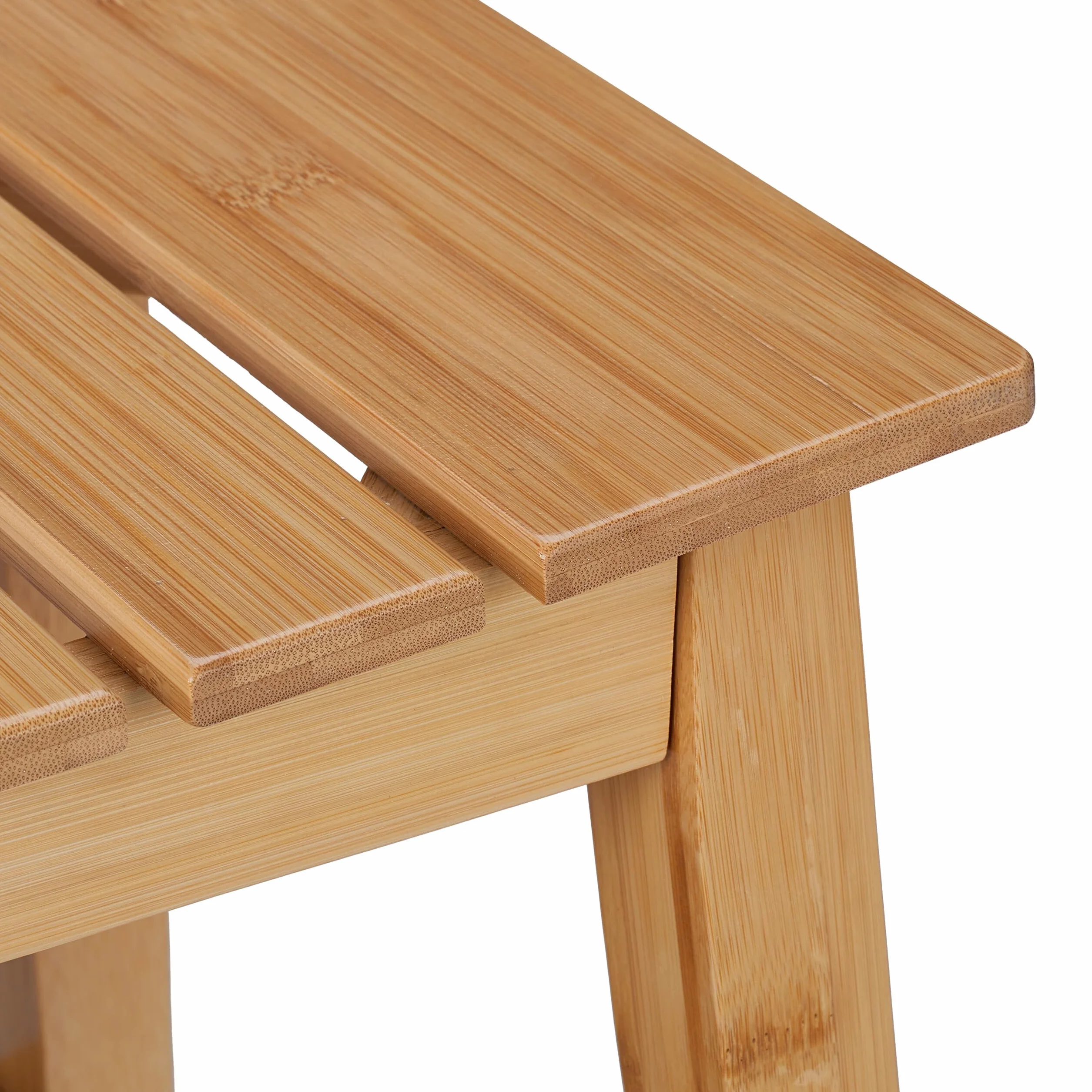 Relaxdays Sgabello da Bagno con Ripiano, Mobiletto in bambù, 45 x 51,5 x 34 cm, Sgabellino per Corridoio, Marrone Chiaro